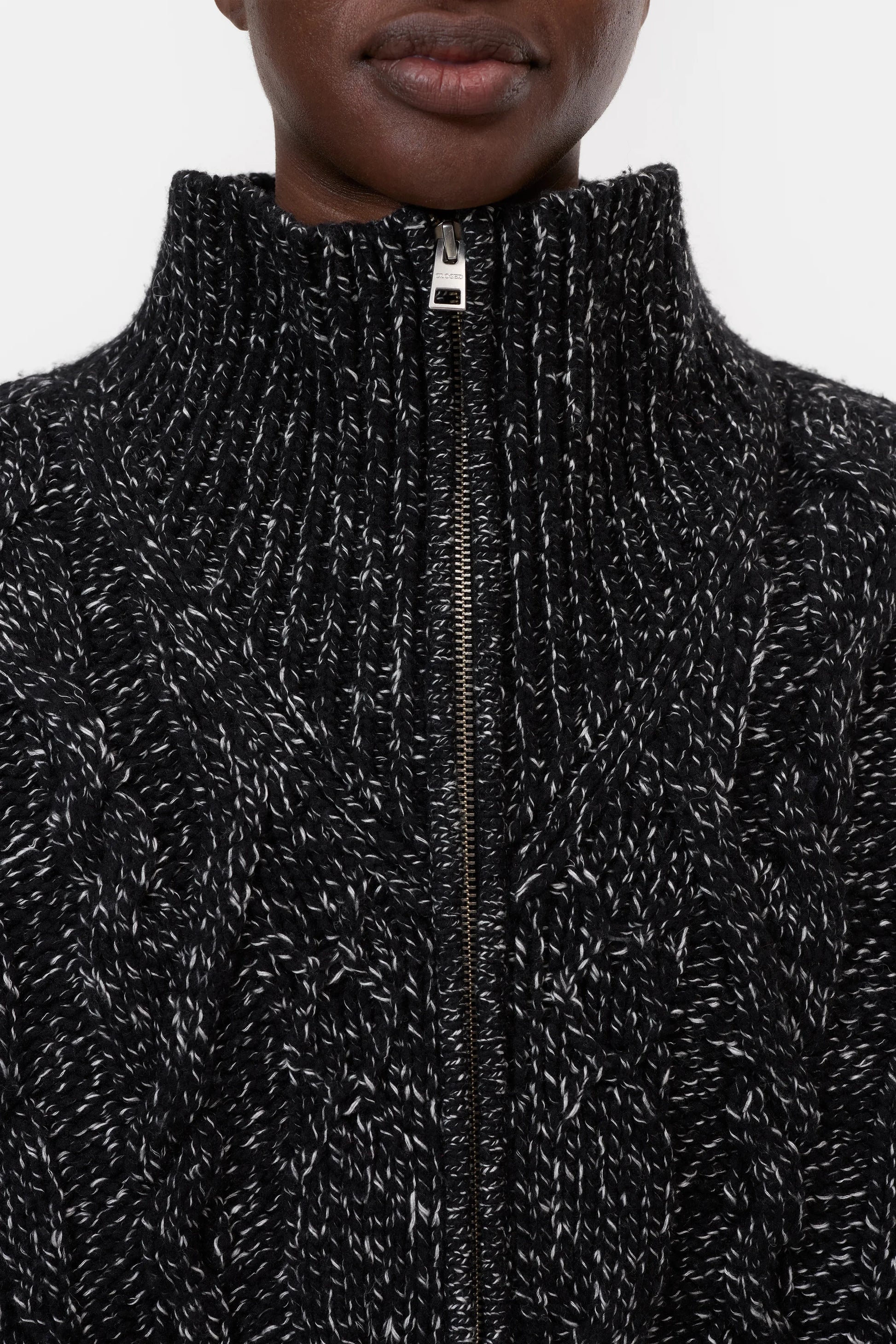 Closed Troyer Zip Cardigan in Dark Grey Melange