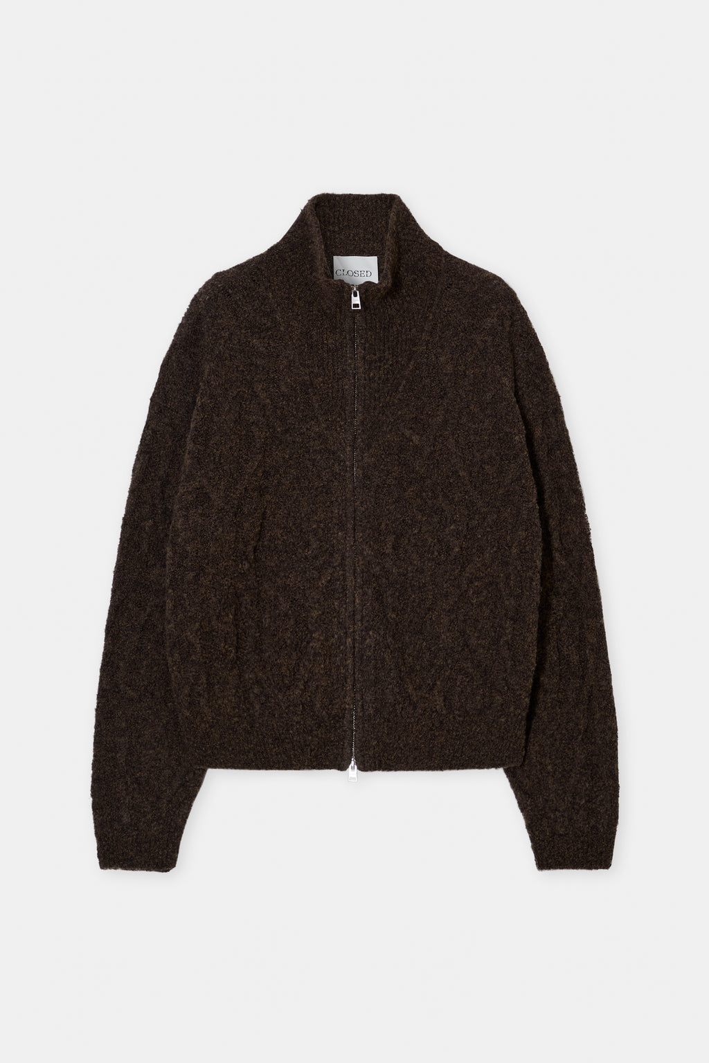 Closed Troyer Zip Cardigan in Mahogany Brown