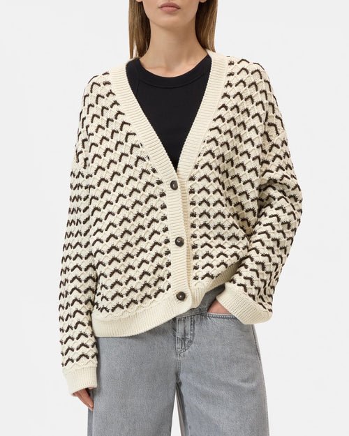 Closed V-Neck Cardigan in Withered Beige