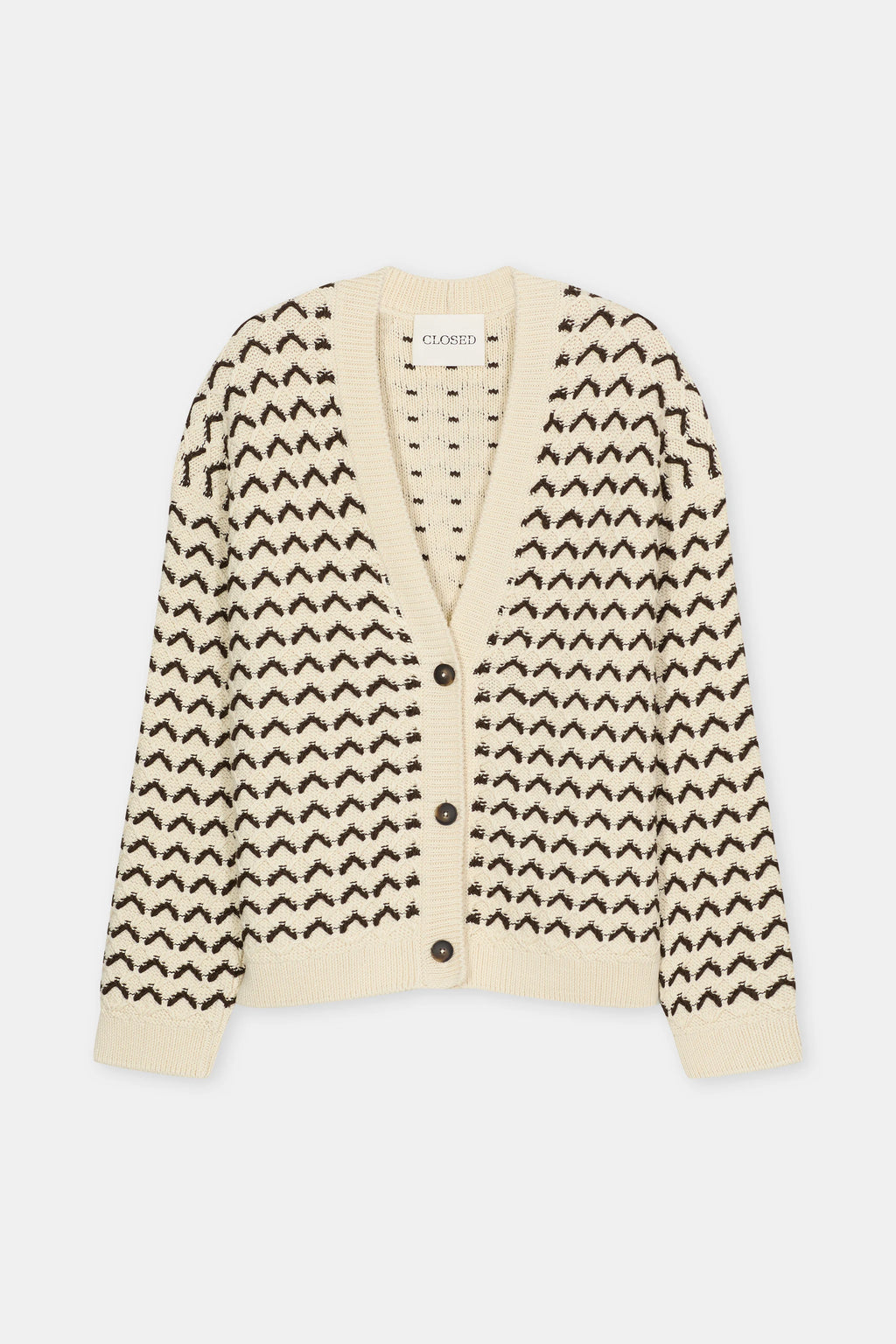 Closed V-Neck Cardigan in Withered Beige