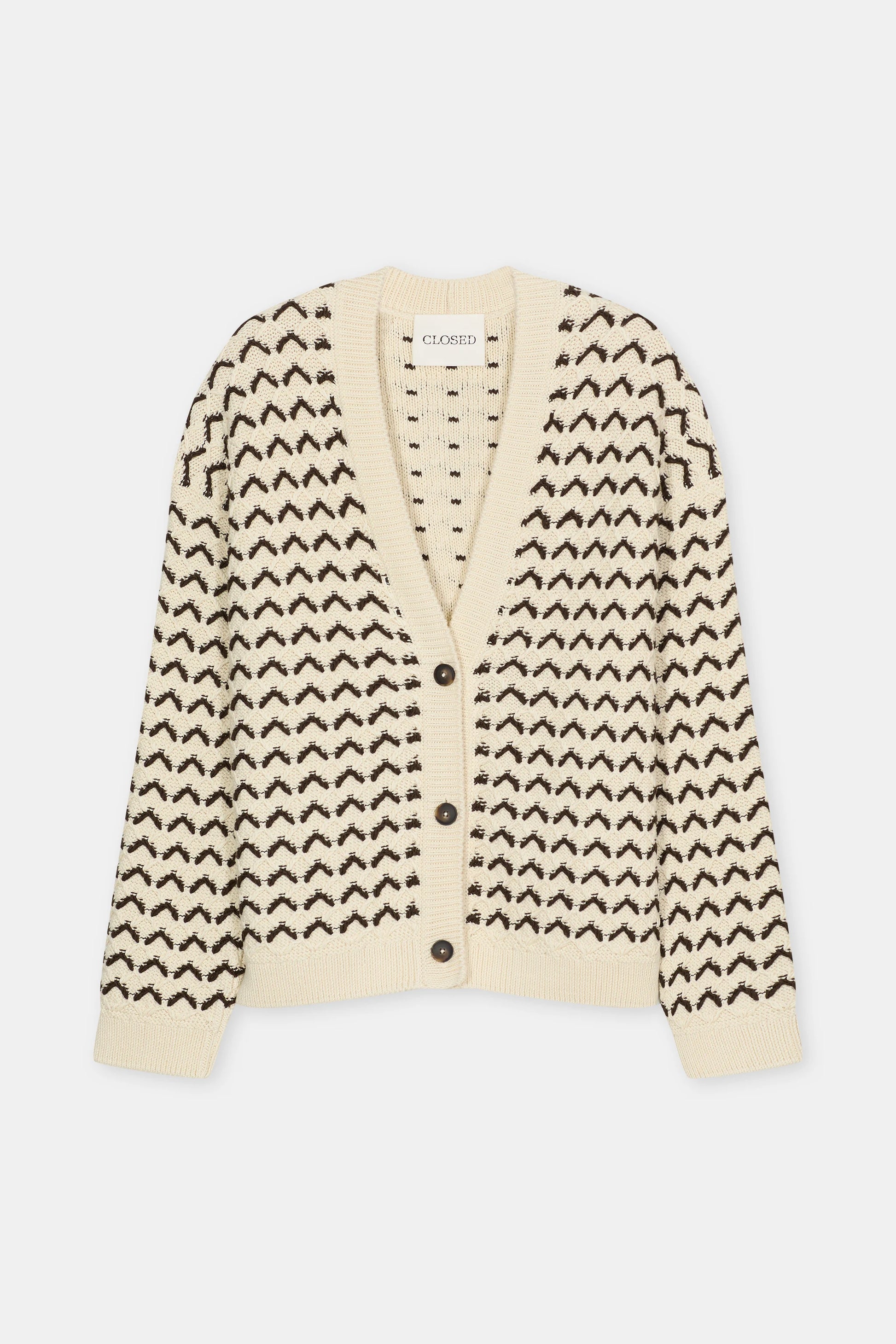 Closed V-Neck Cardigan in Withered Beige