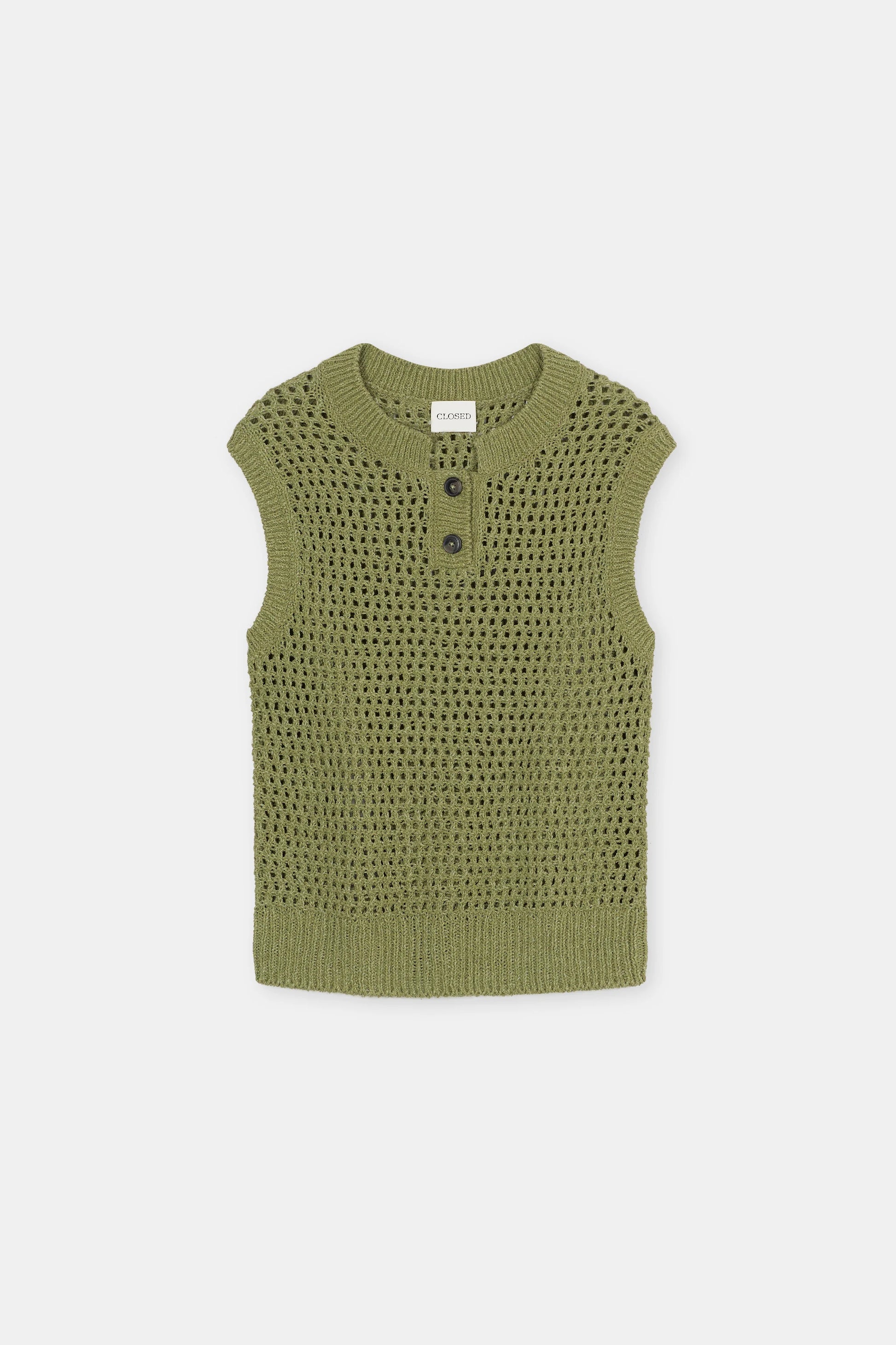 Closed Crew Neck Vest in Hunter Green