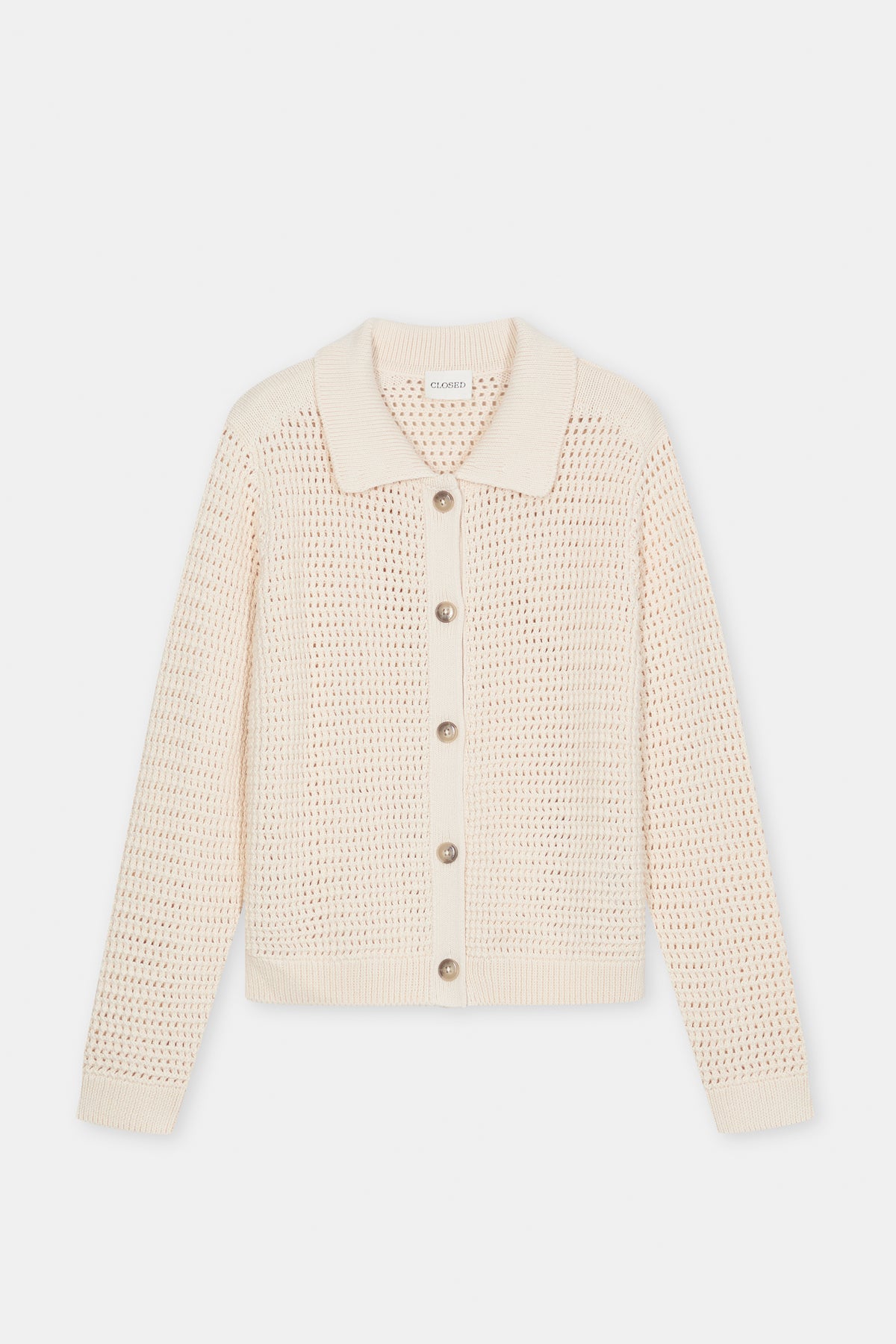 Closed Crew Neck Cardigan in Whipped Cream
