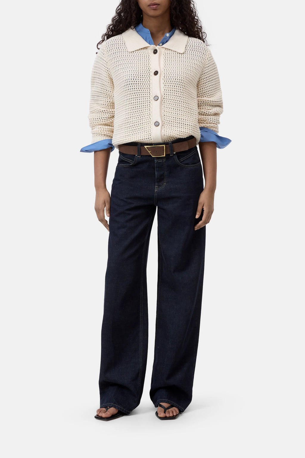 Closed Crew Neck Cardigan in Whipped Cream