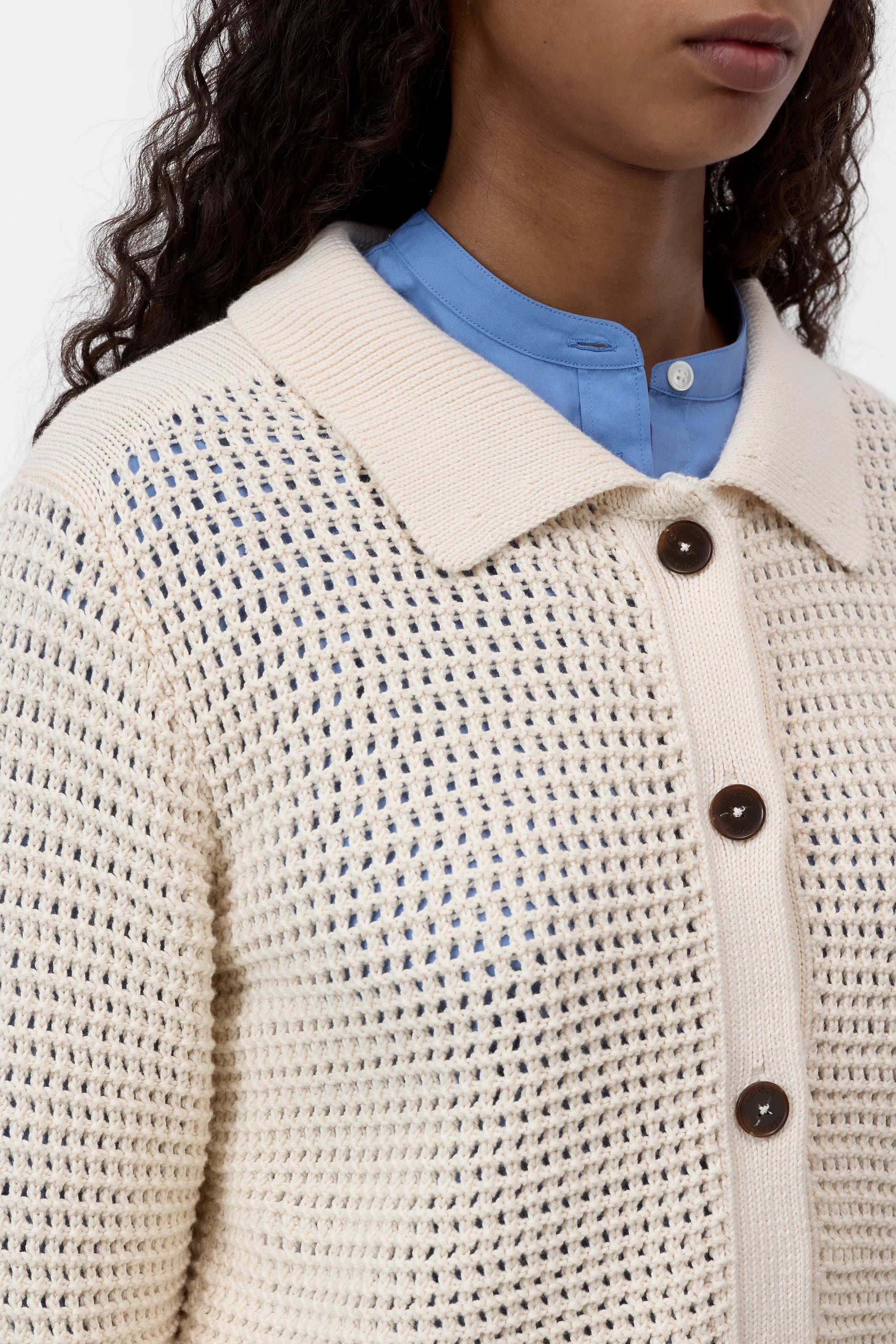 Closed Crew Neck Cardigan in Whipped Cream