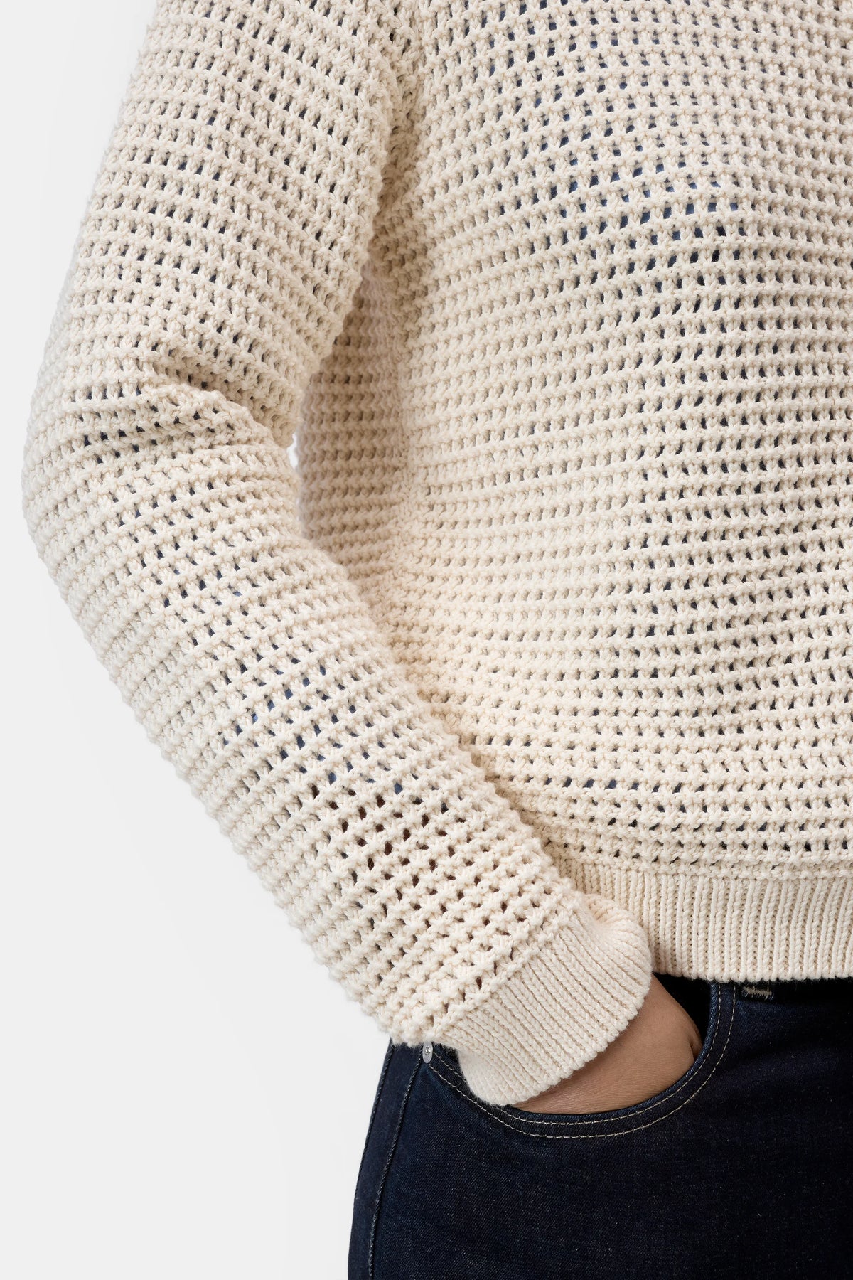 Closed Crew Neck Cardigan in Whipped Cream