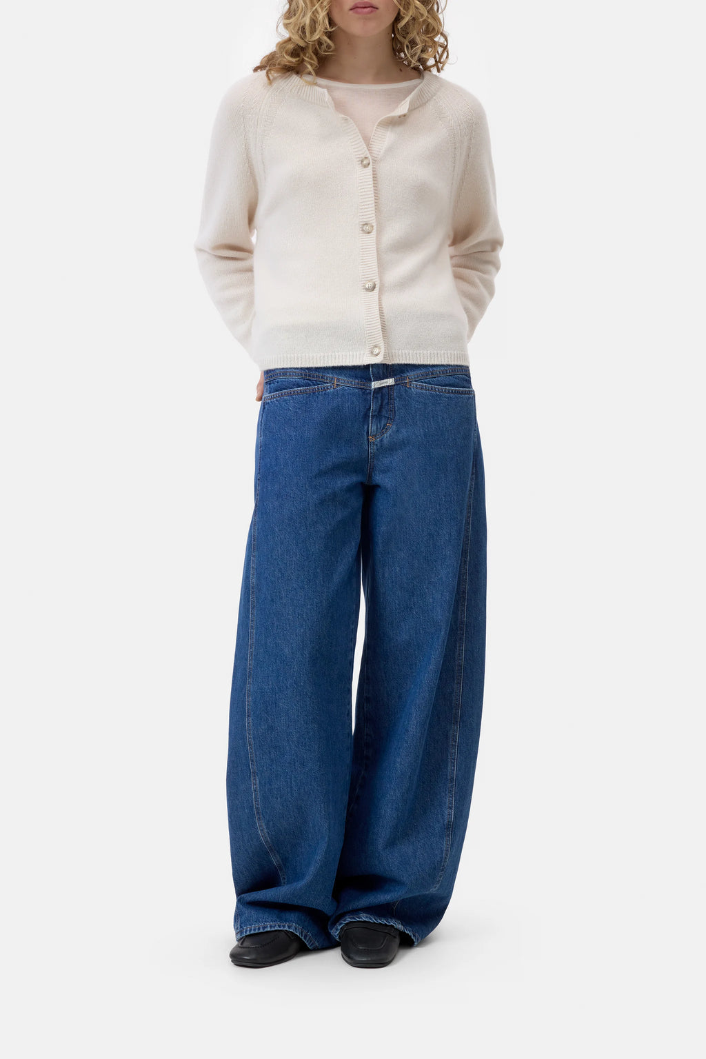 Closed Crew Neck Cardigan in Whipped Cream