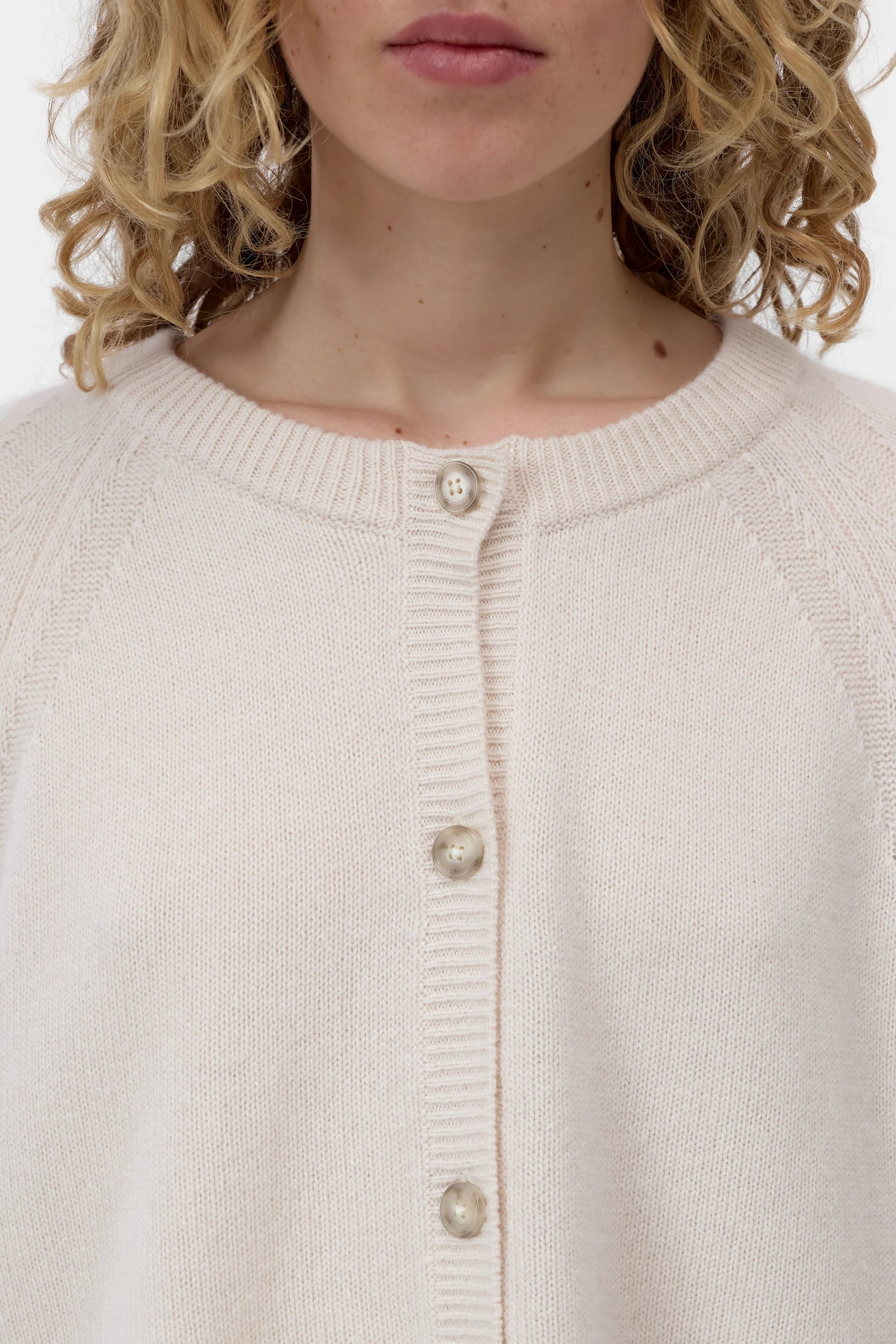 Closed Crew Neck Cardigan in Whipped Cream
