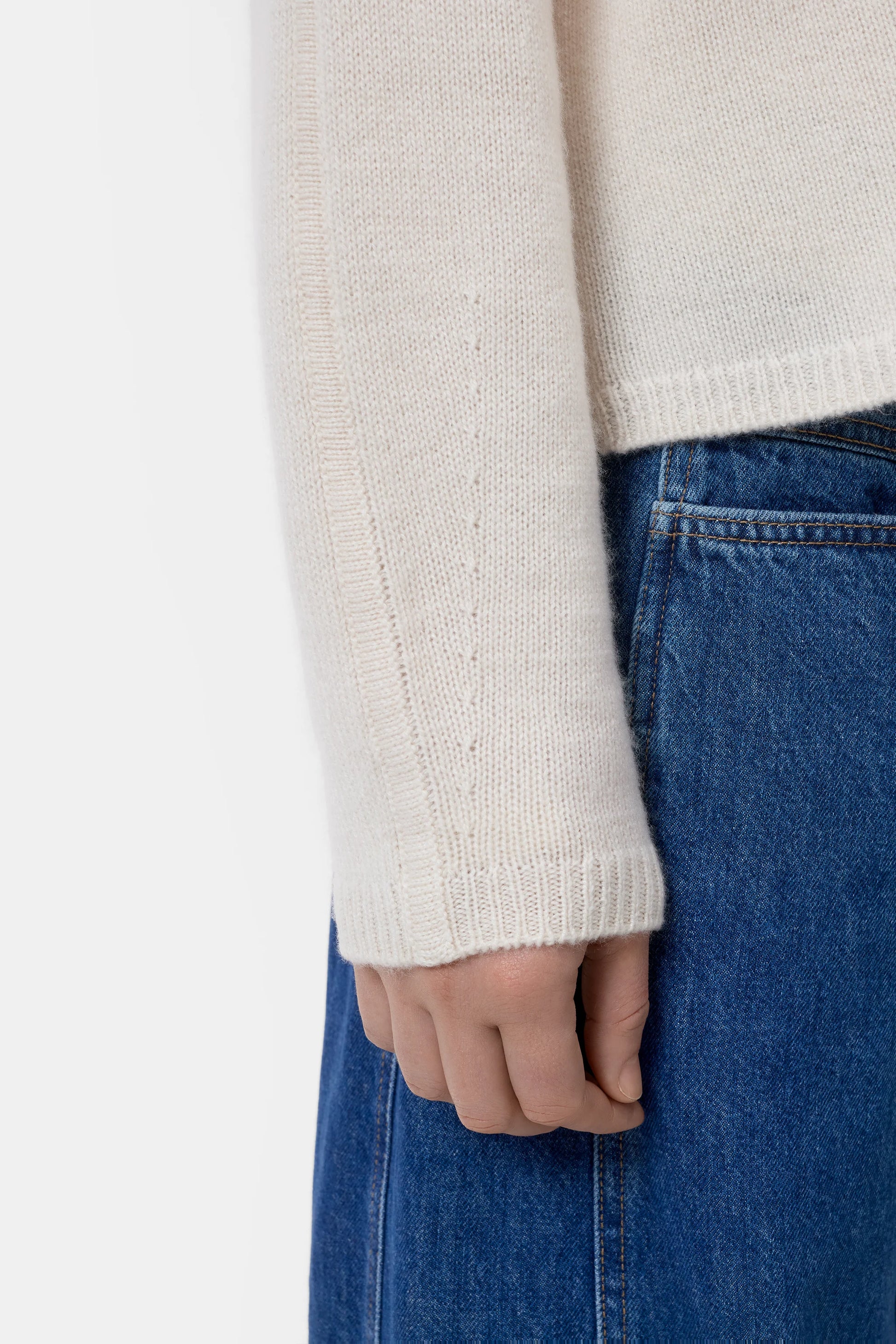 Closed Crew Neck Cardigan in Whipped Cream