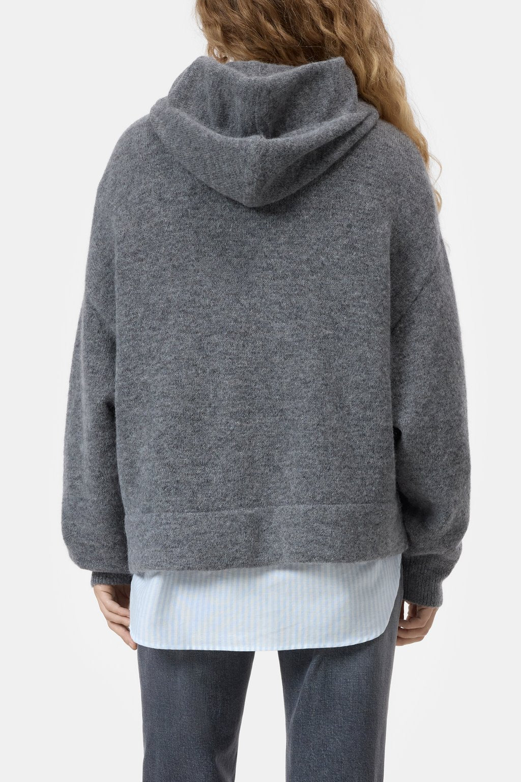 Closed Hoody with Bow Tie in Dark Grey Melange