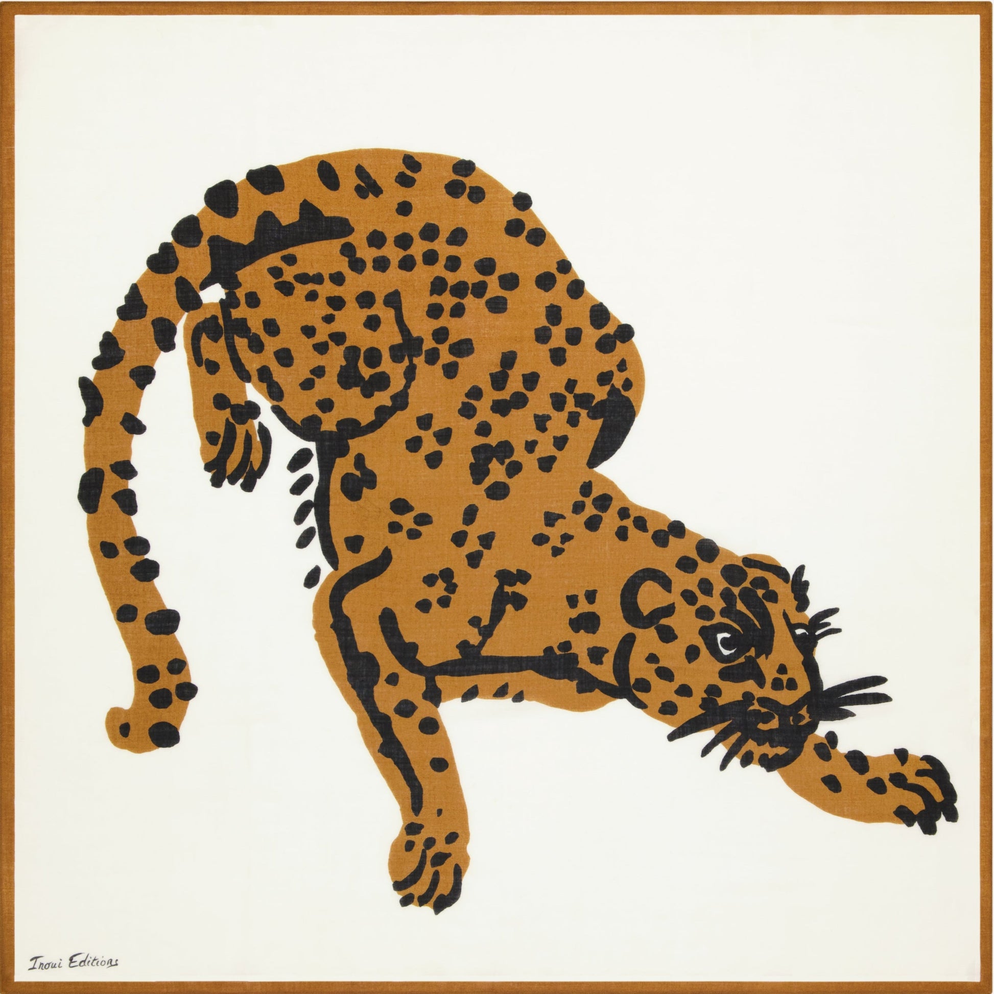 Framed artwork of a cheetah on a beige background