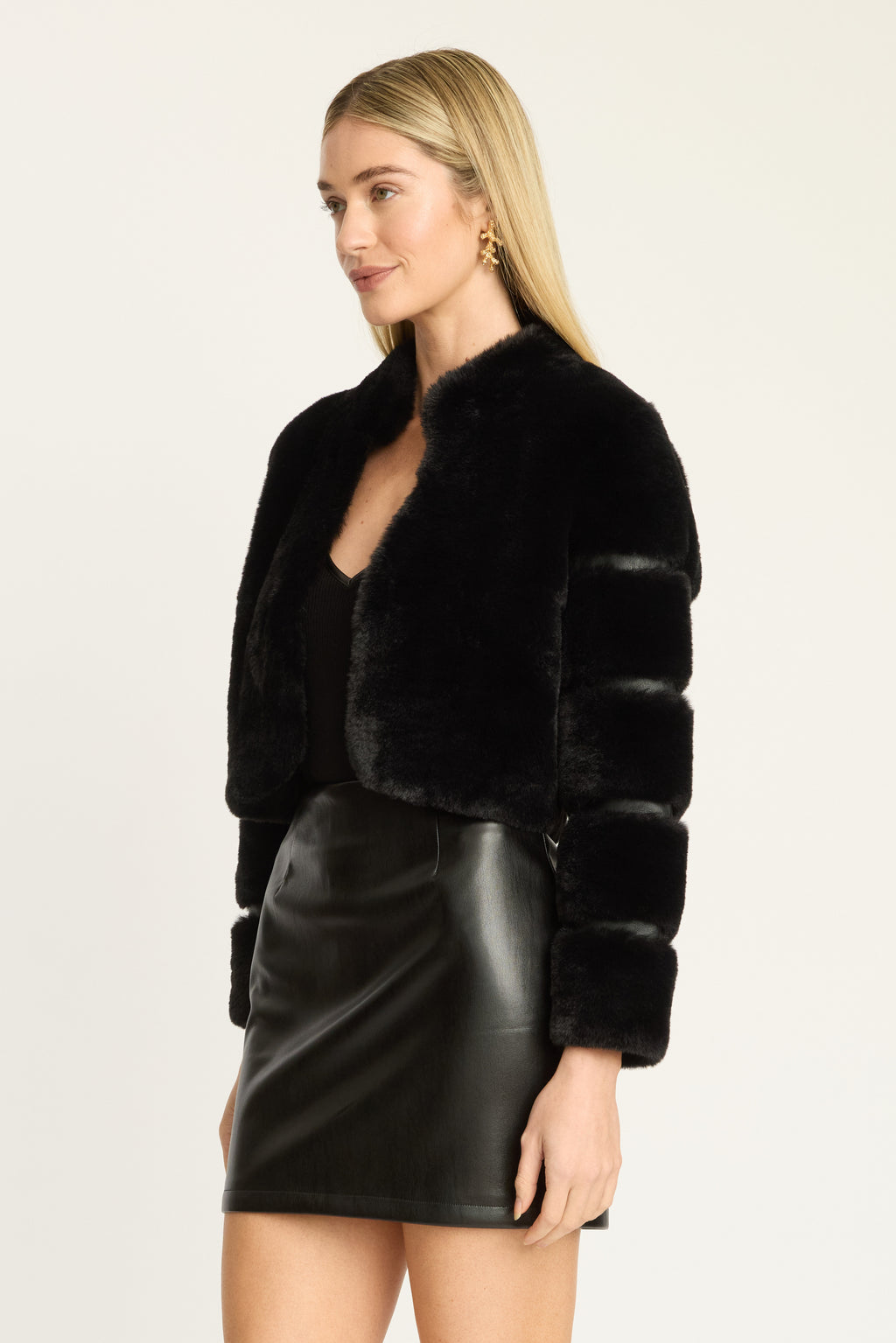 Caballero Abril Faux Fur Jacket in Black