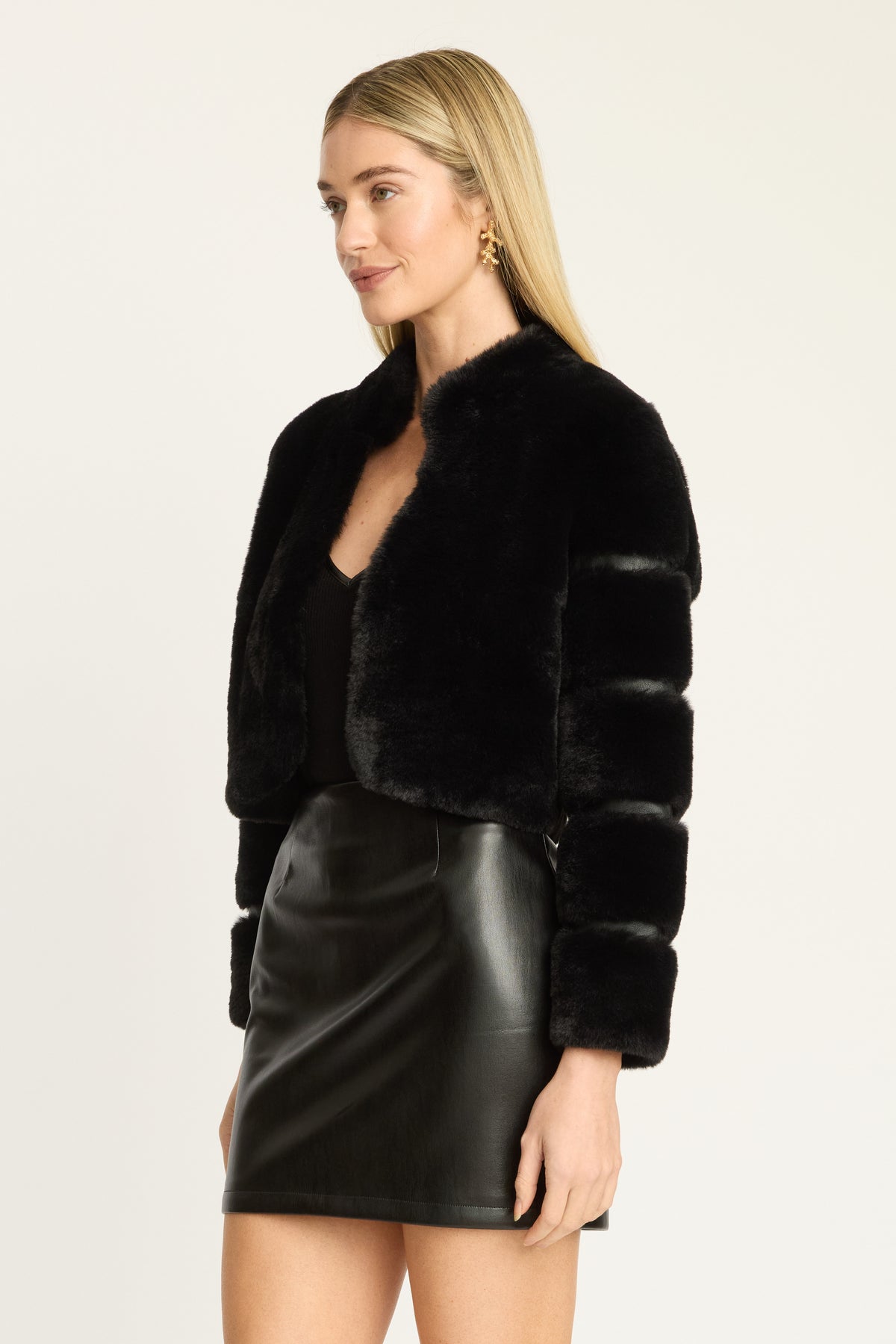 Caballero Abril Faux Fur Jacket in Black