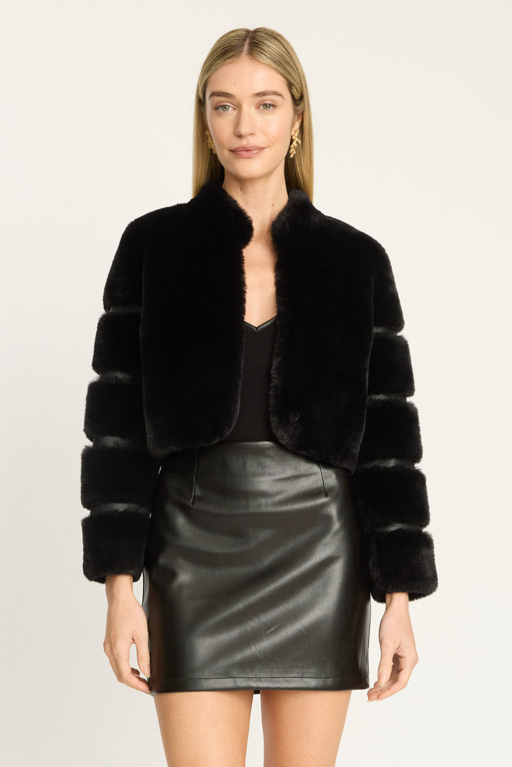 Caballero Abril Faux Fur Jacket in Black