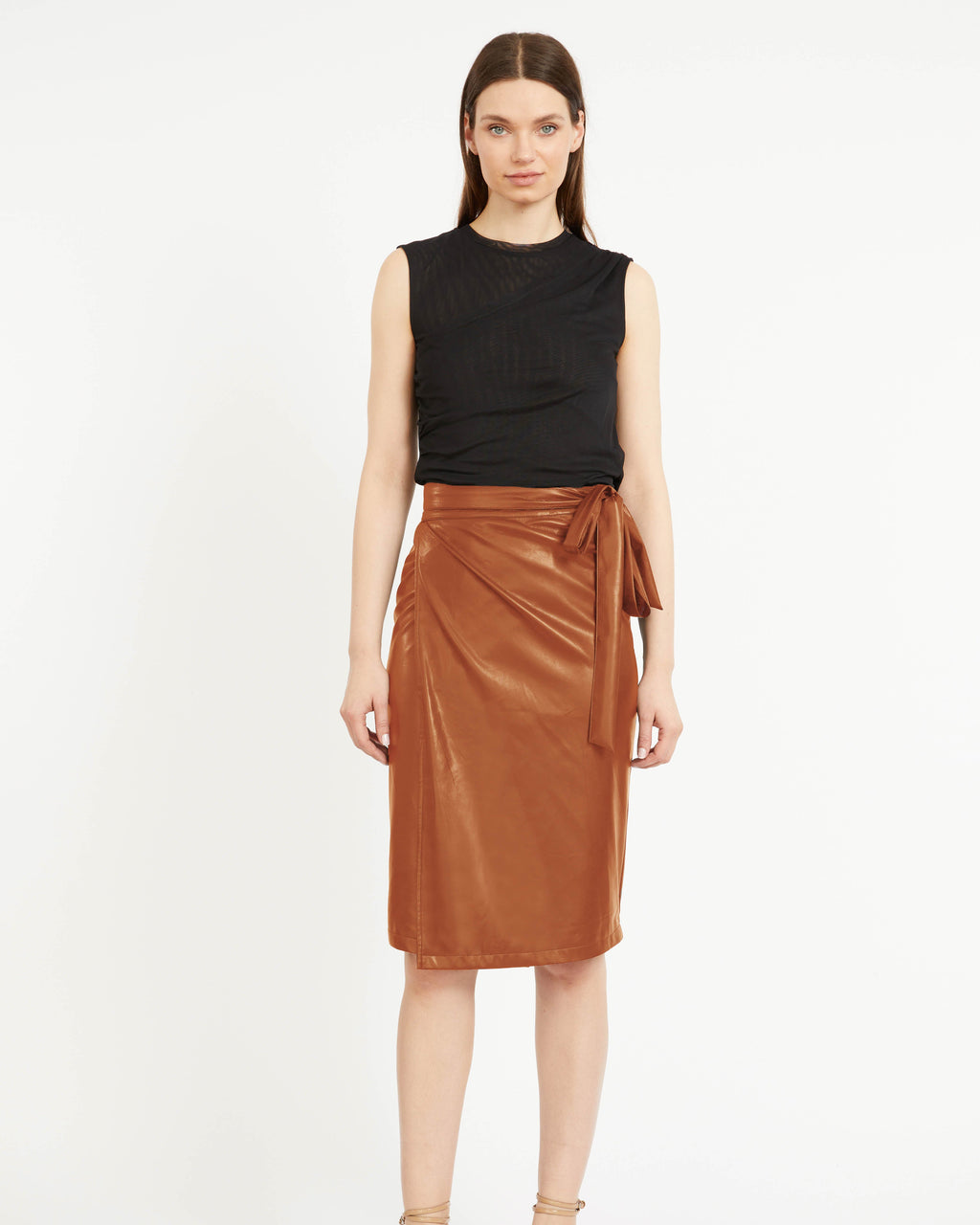Caballero Peyton Skirt in Tobacco Vegan Leather