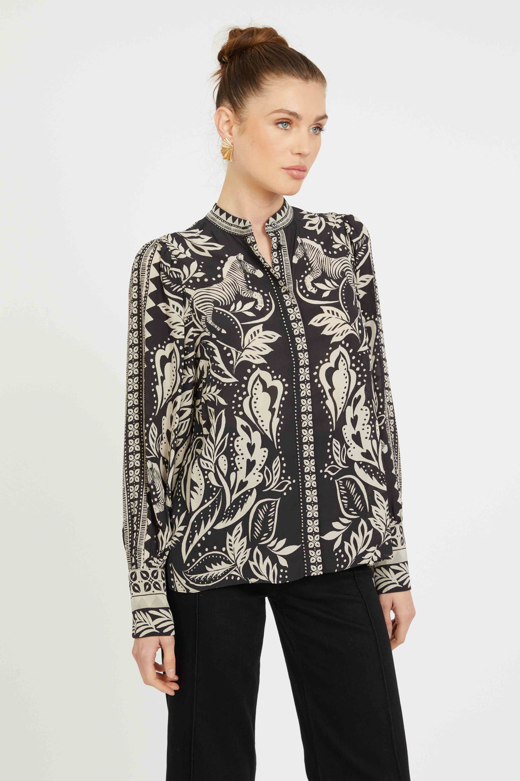 Caballero Riley Top in Zebra Fern