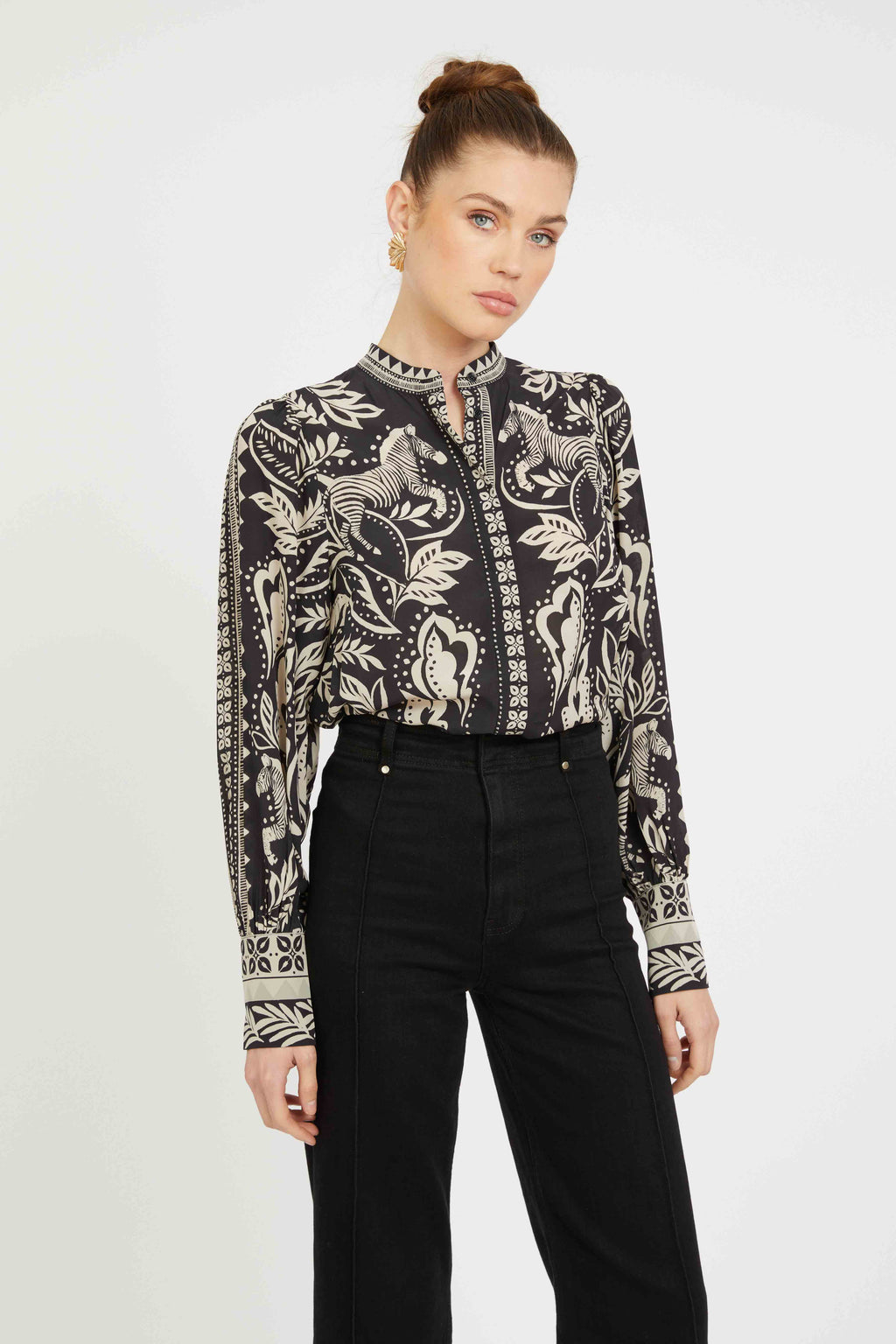 Caballero Riley Top in Zebra Fern