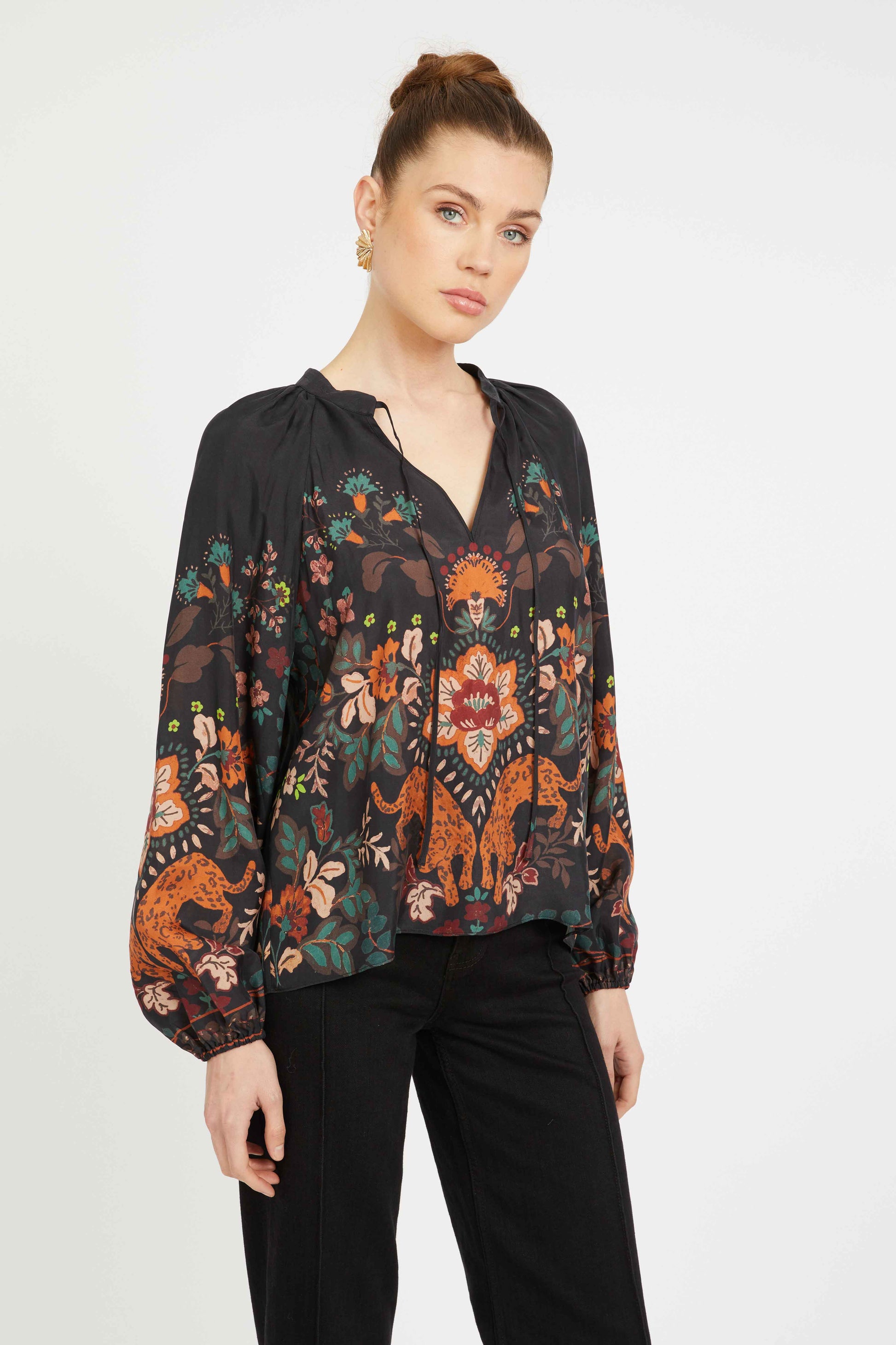 Caballero Sophie Top in Leopard Peony