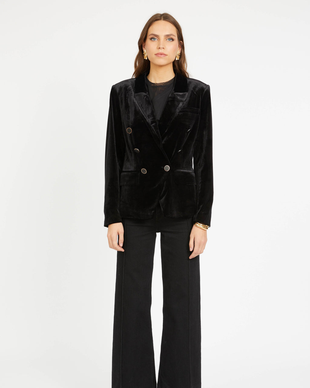 Caballero Kindra Jacket in Black Stretch Velvet