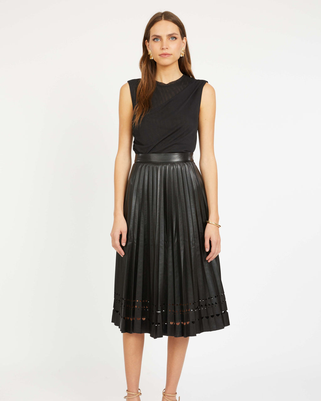 Caballero Alana Skirt in Black Vegan Leather