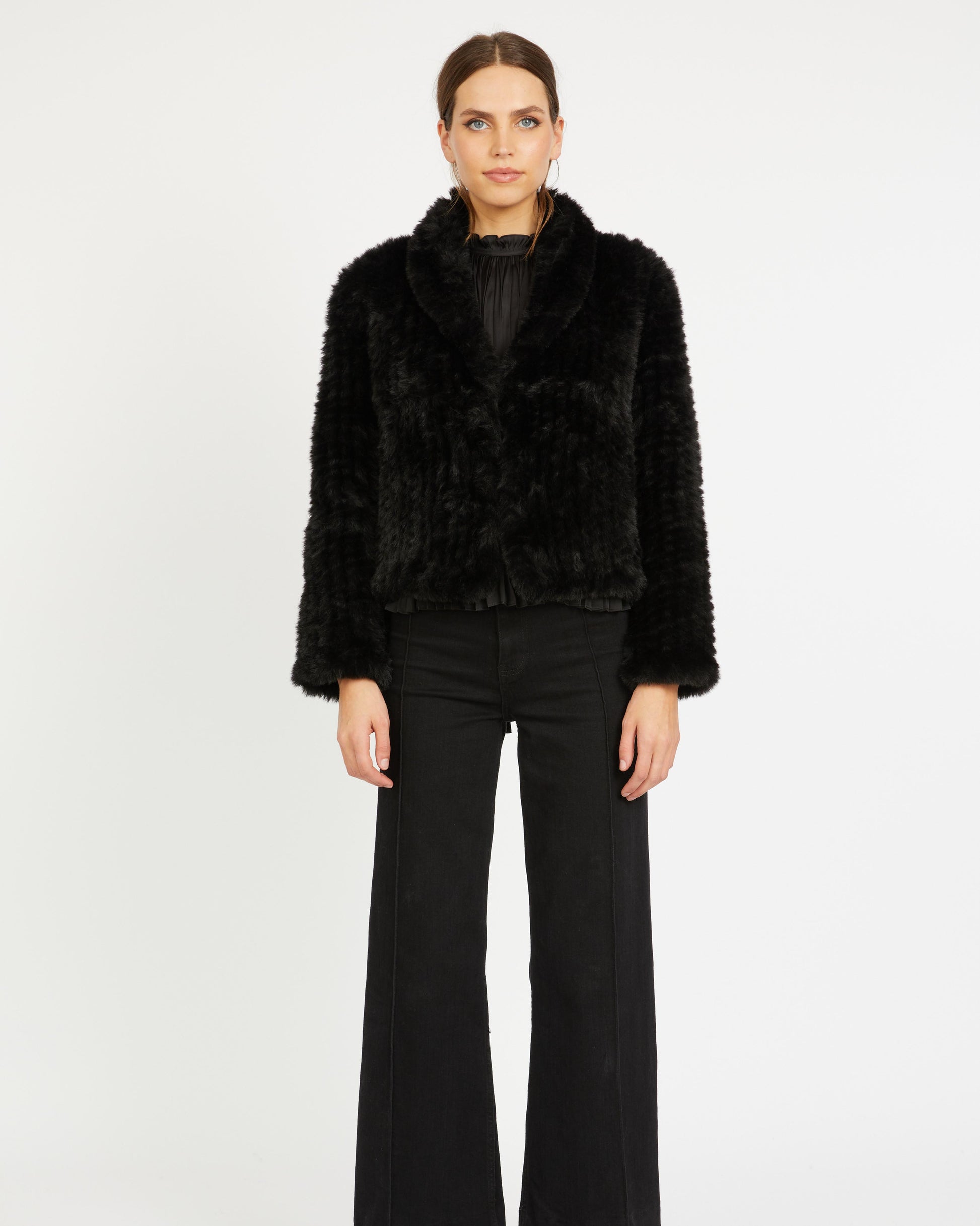 Caballero Ivanna Jacket in Black Faux Fur