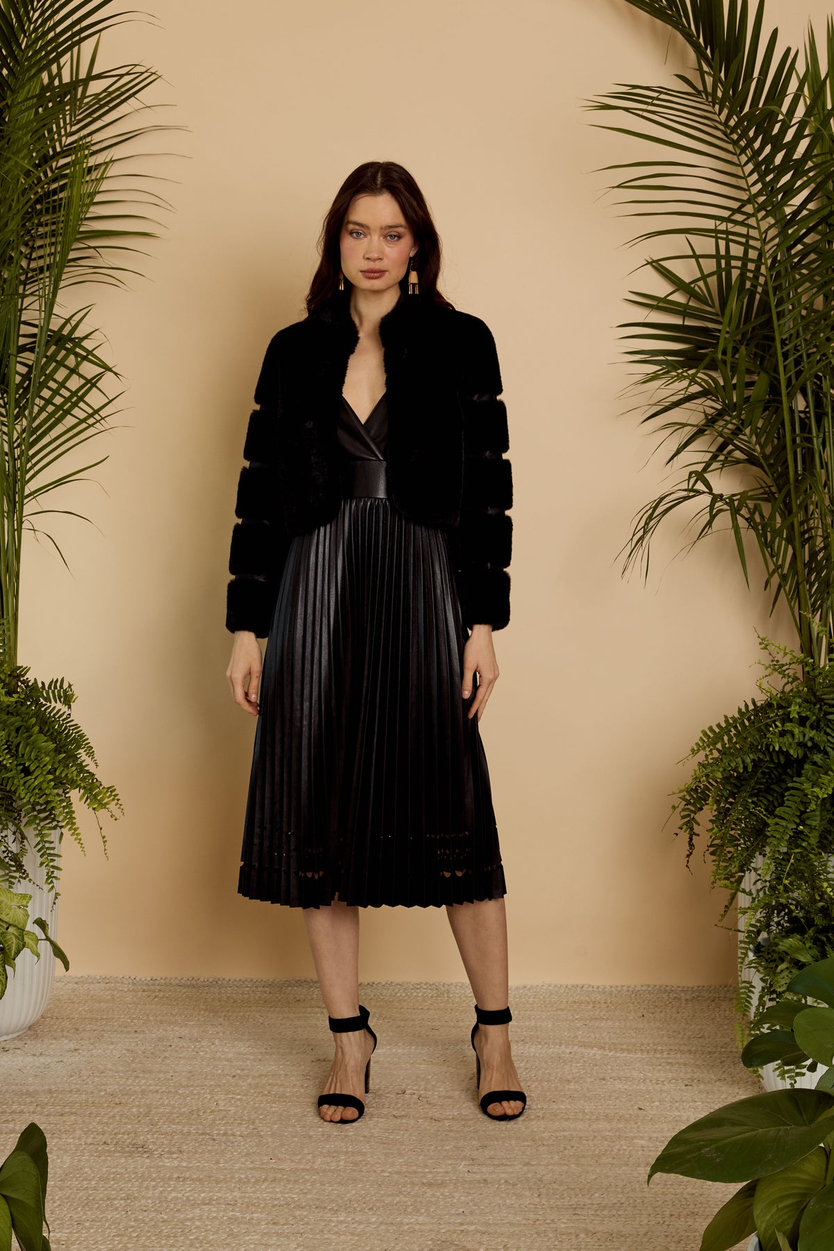 Caballero Abril Faux Fur Jacket in Black