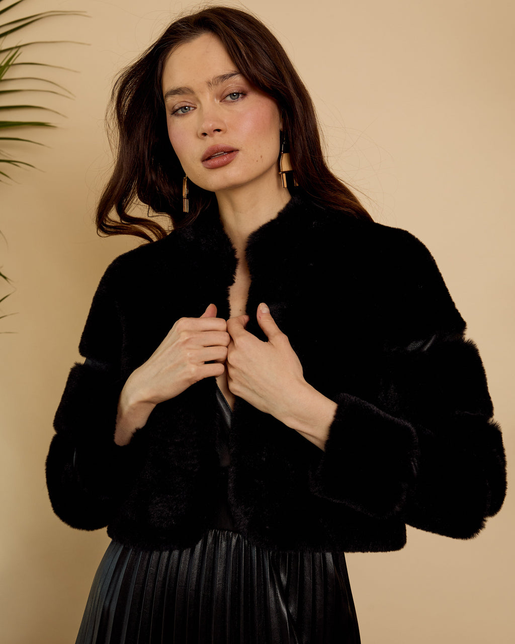 Caballero Abril Faux Fur Jacket in Black