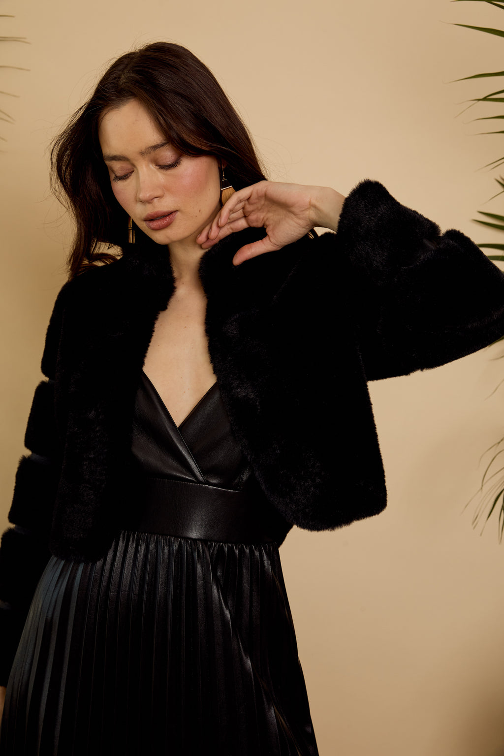 Caballero Abril Faux Fur Jacket in Black