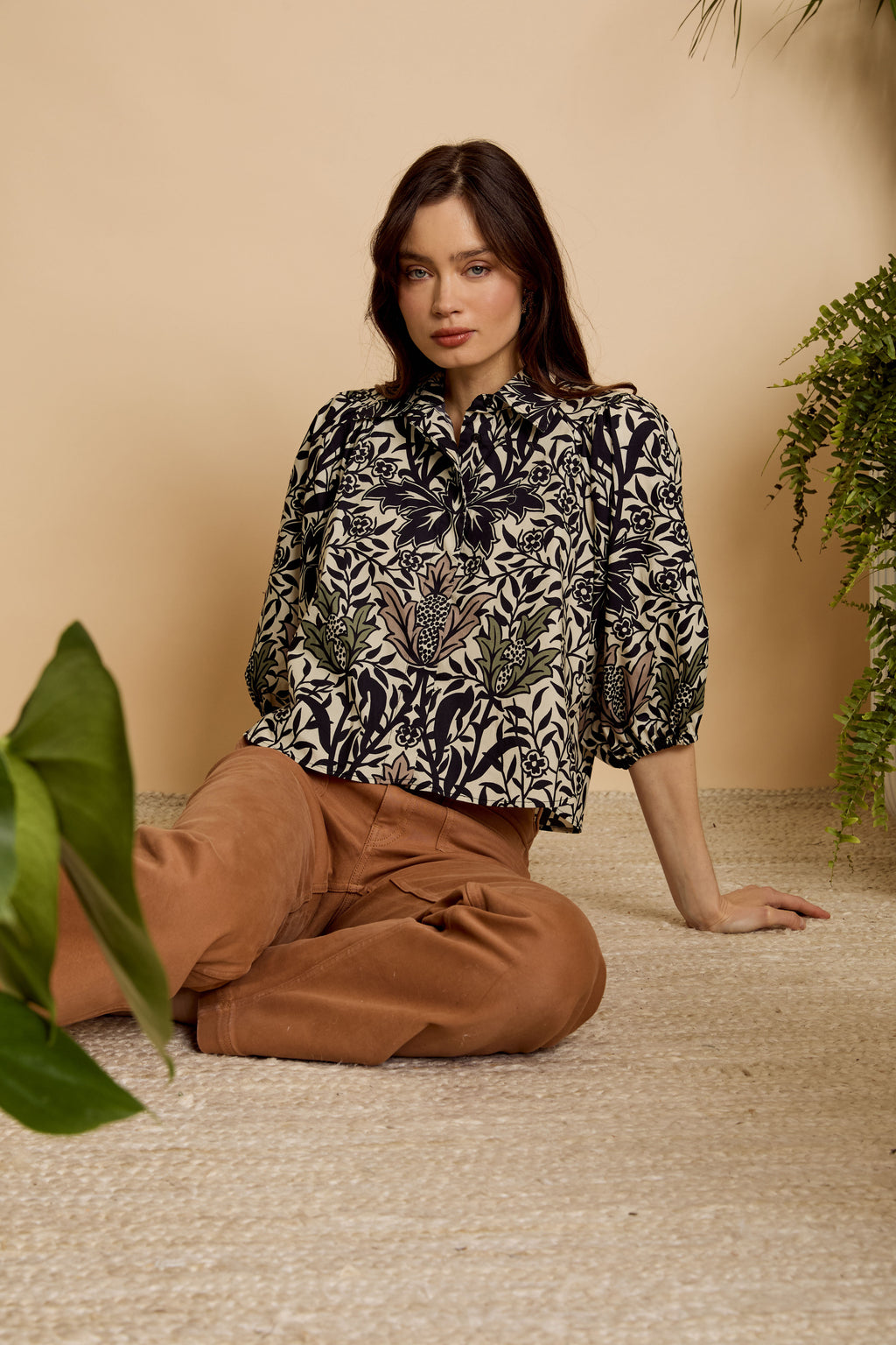 Caballero Juliette Top in Safari Garden Morning