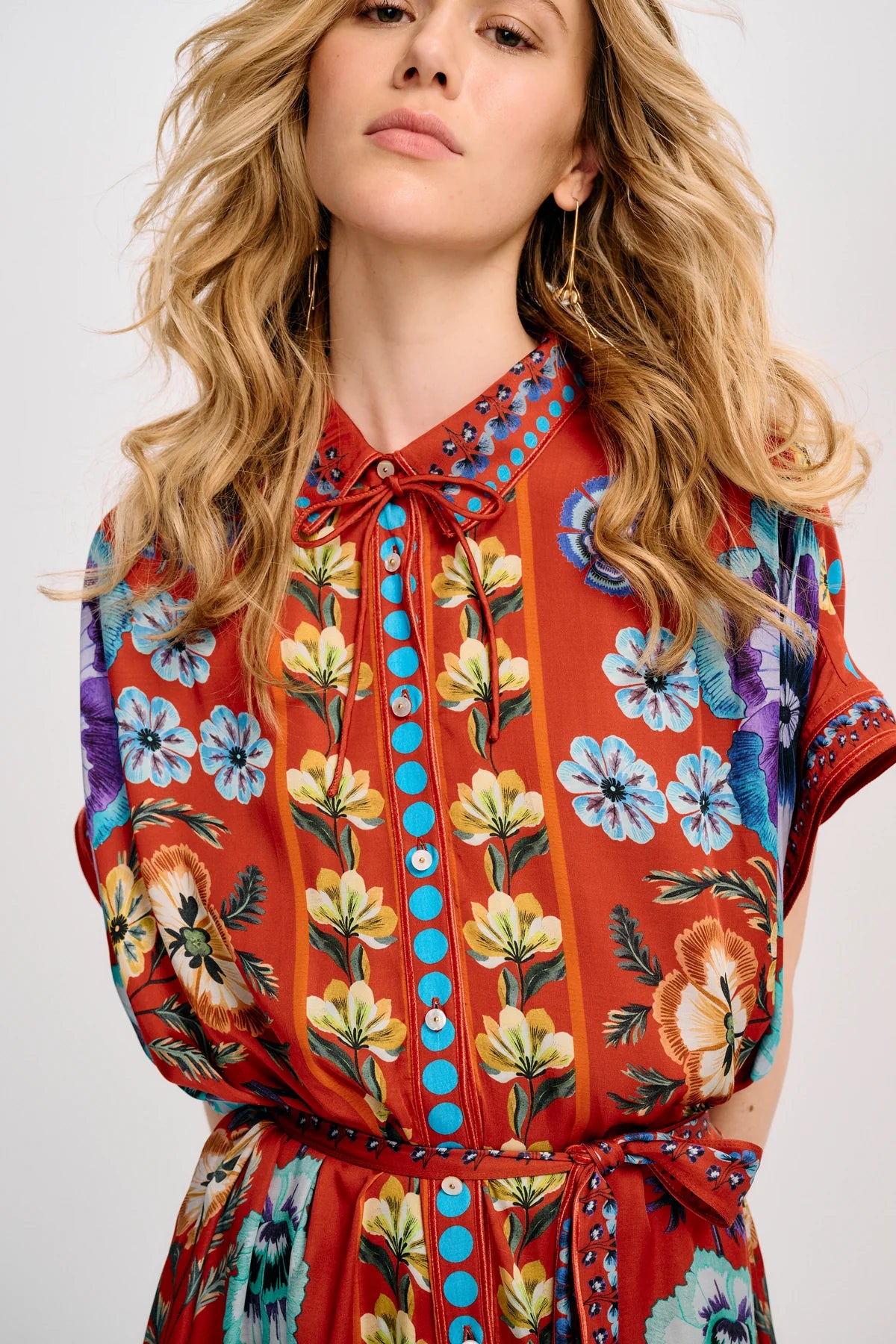 Carolina K Valerie Kaftan in Antique Floral Burnt Orange
