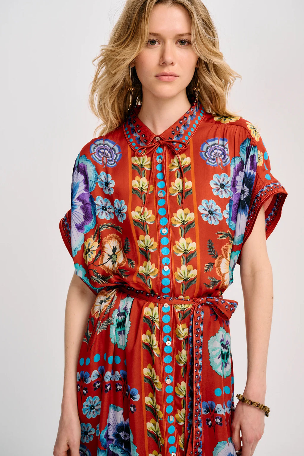 Carolina K Valerie Kaftan in Antique Floral Burnt Orange