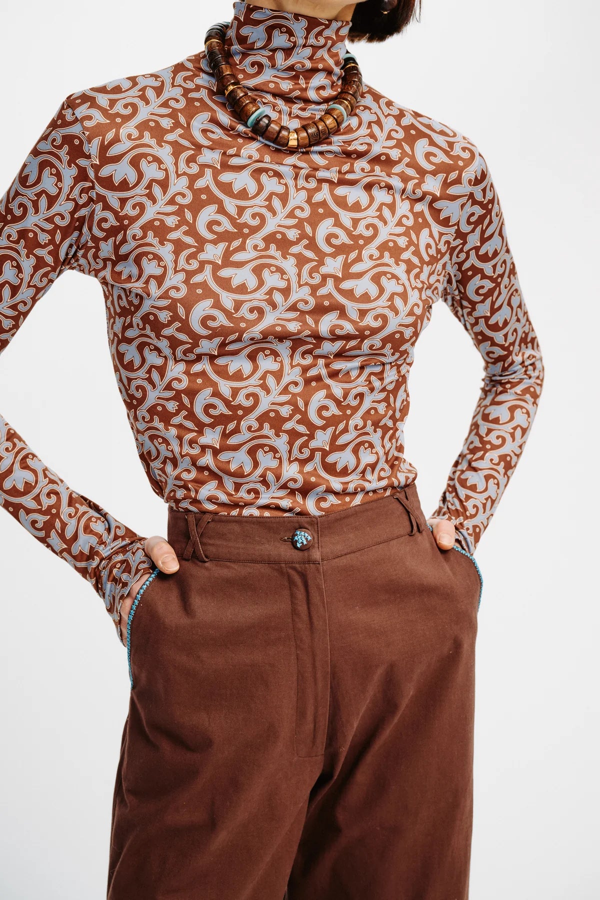 Carolina K Viento Turtleneck in Autumn Vine Blue
