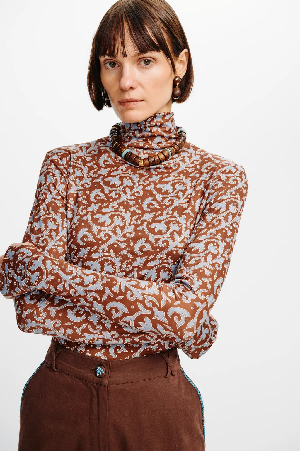 Carolina K Viento Turtleneck in Autumn Vine Blue
