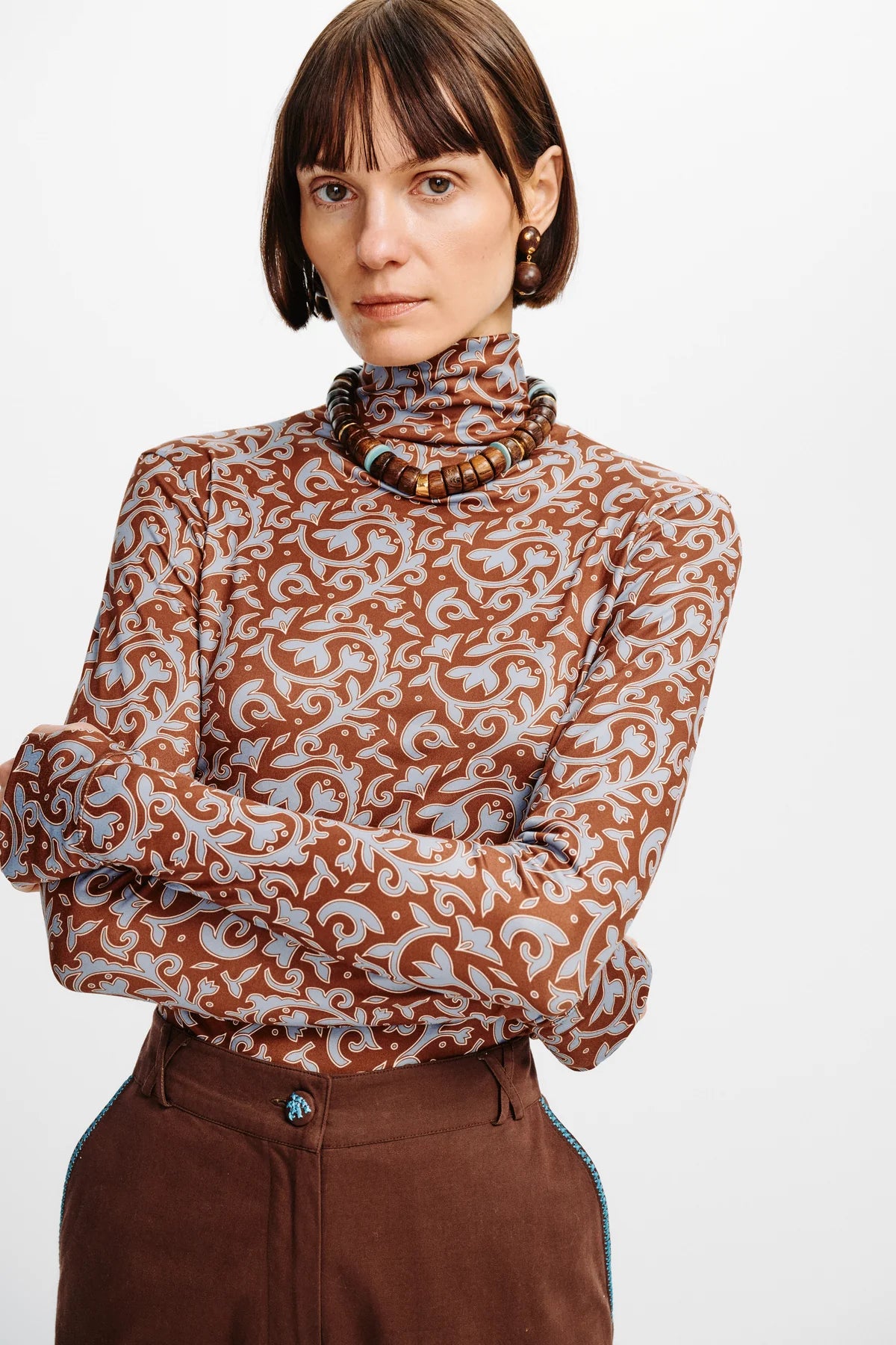 Carolina K Viento Turtleneck in Autumn Vine Blue