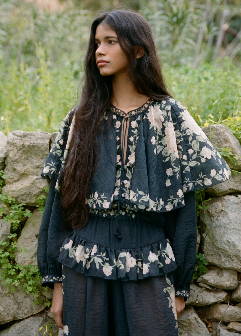 Sea New York Christina Cape Blouse in Black
