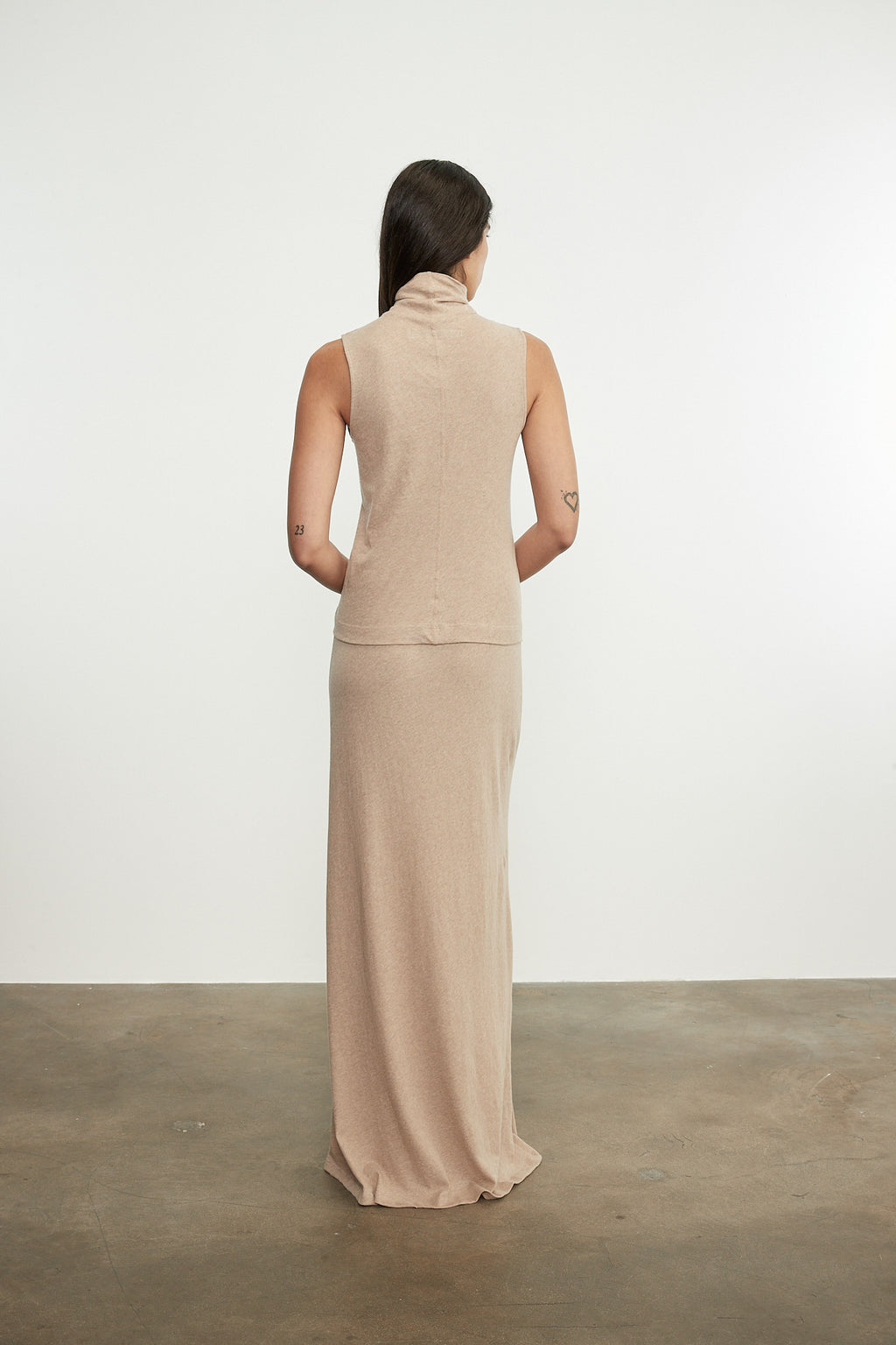 Enza Costa Cashmere Jersey Shell in Khaki