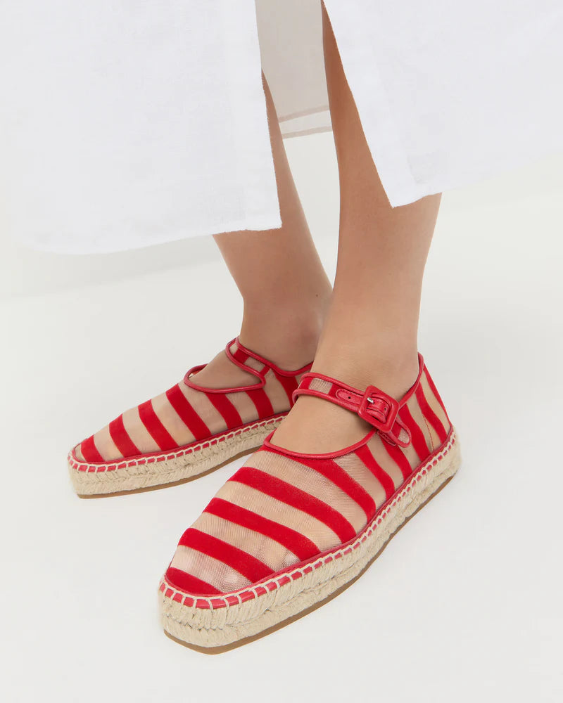 Loeffler Randall Clover Espadrille in Red/Caramel