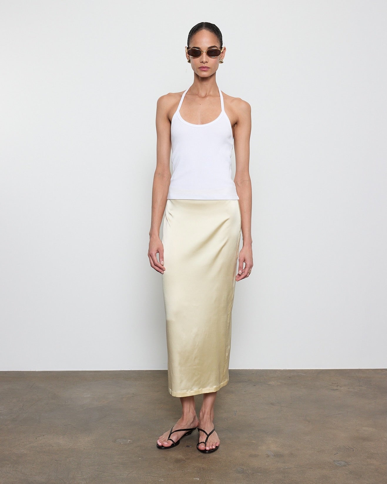 Enza Costa Lustre Column Skirt in Flan