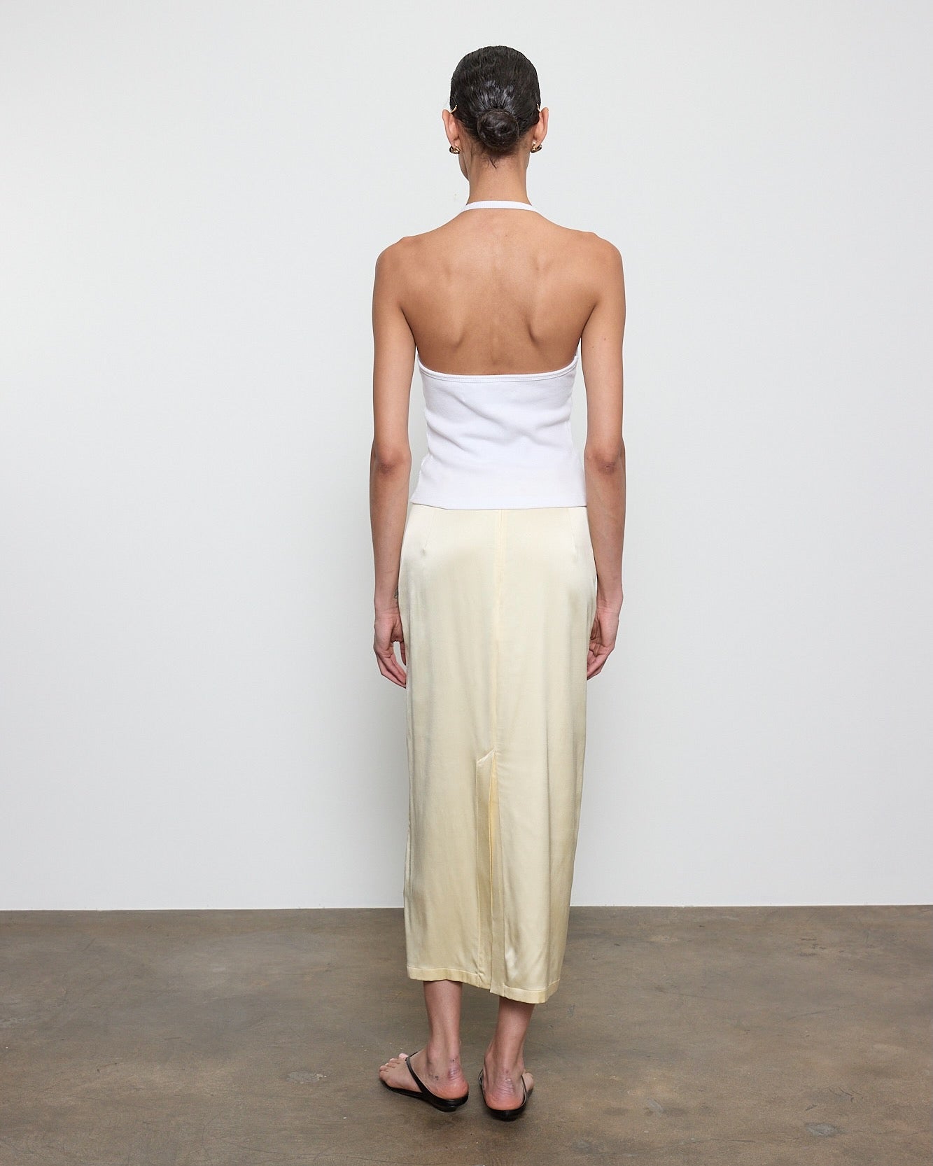 Enza Costa Lustre Column Skirt Flan Bias-Cut Satin Midi Skirt Maison Djouf Enza Costa Lustre Column Skirt Flan Bias-Cut Satin Midi Skirt Maison Djouf