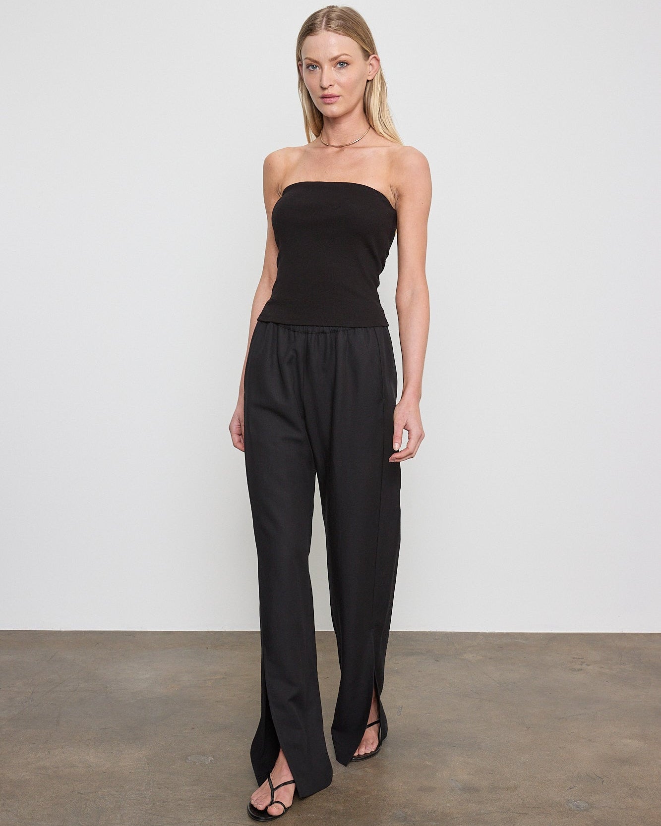 Enza Costa Twill Slash Pant in Black