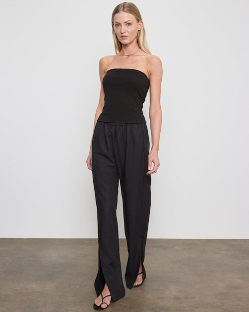 Enza Costa Twill Slash Pant in Black