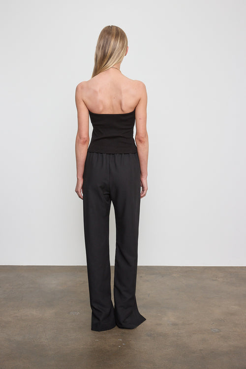 Enza Costa Twill Slash Pant in Black