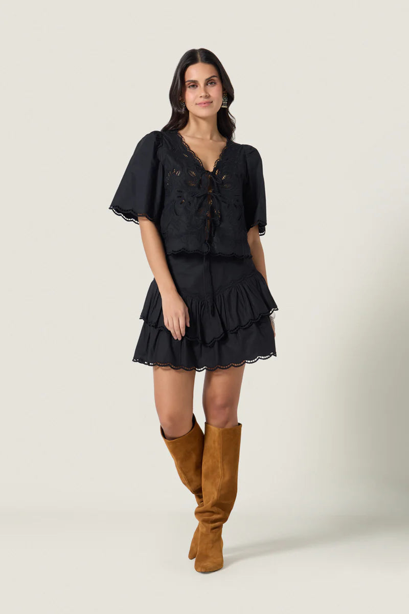 Scarlett Poppies Vinetta Top in Onyx Black