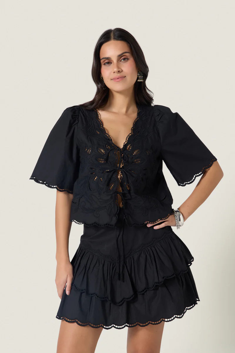 Scarlett Poppies Vinetta Top in Onyx Black
