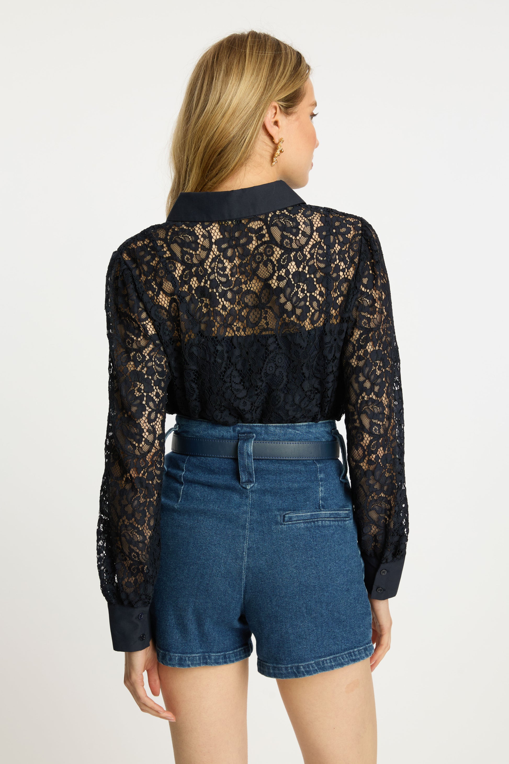 Caballero Emmie Top in Dark Navy Lace
