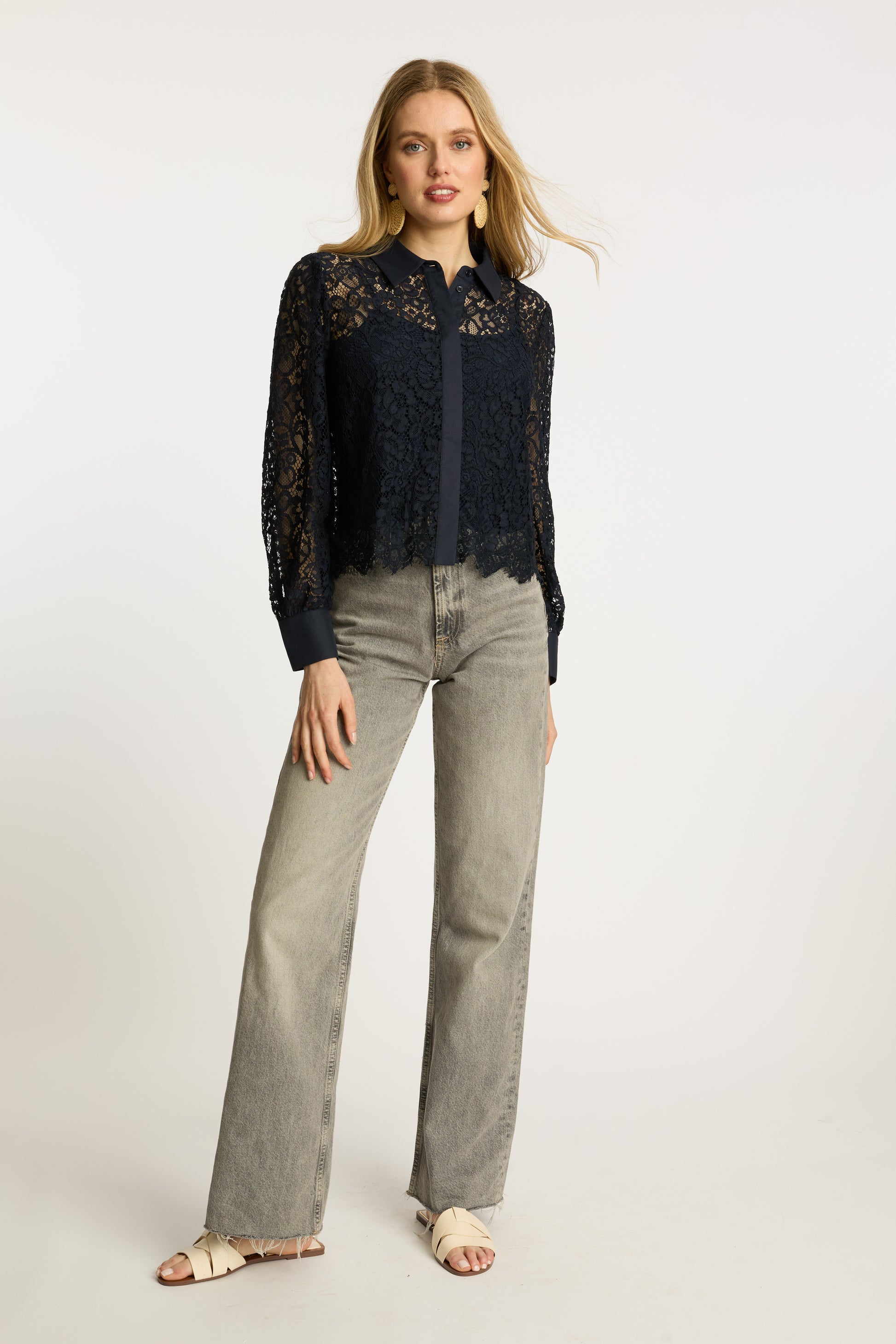 Caballero Emmie Top in Dark Navy Lace