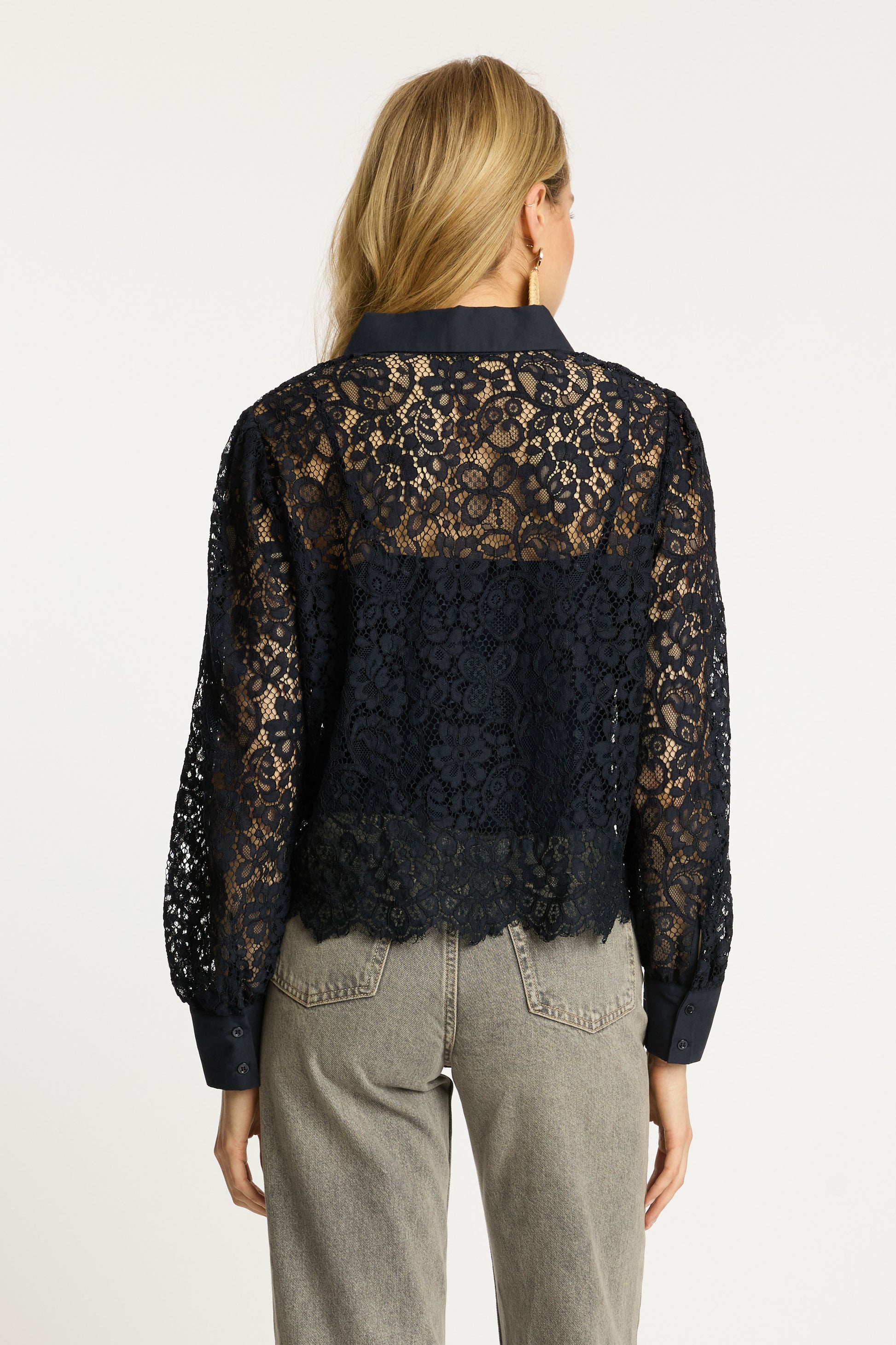 Caballero Emmie Top in Dark Navy Lace
