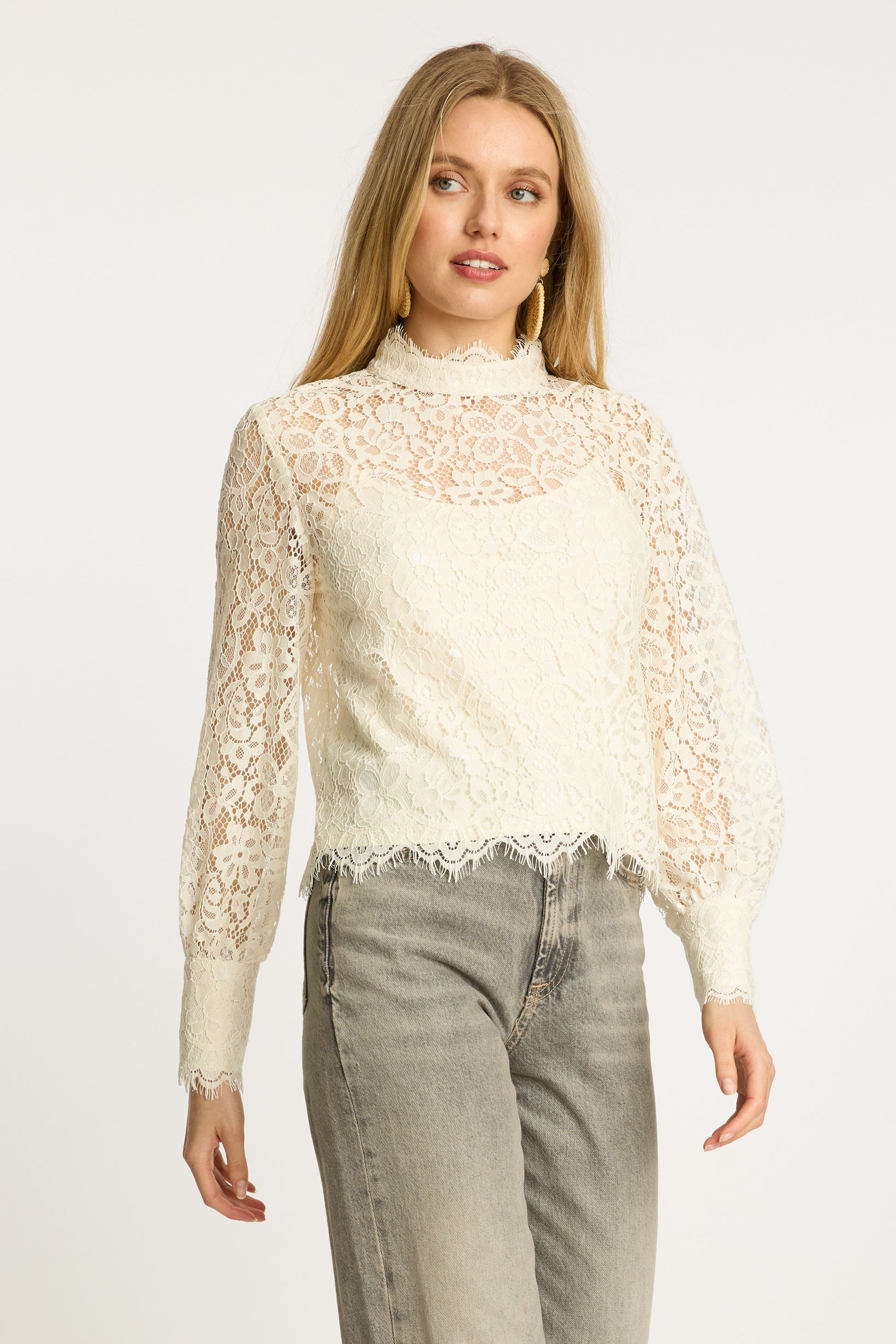 Caballero Serena Top in Antique White Lace