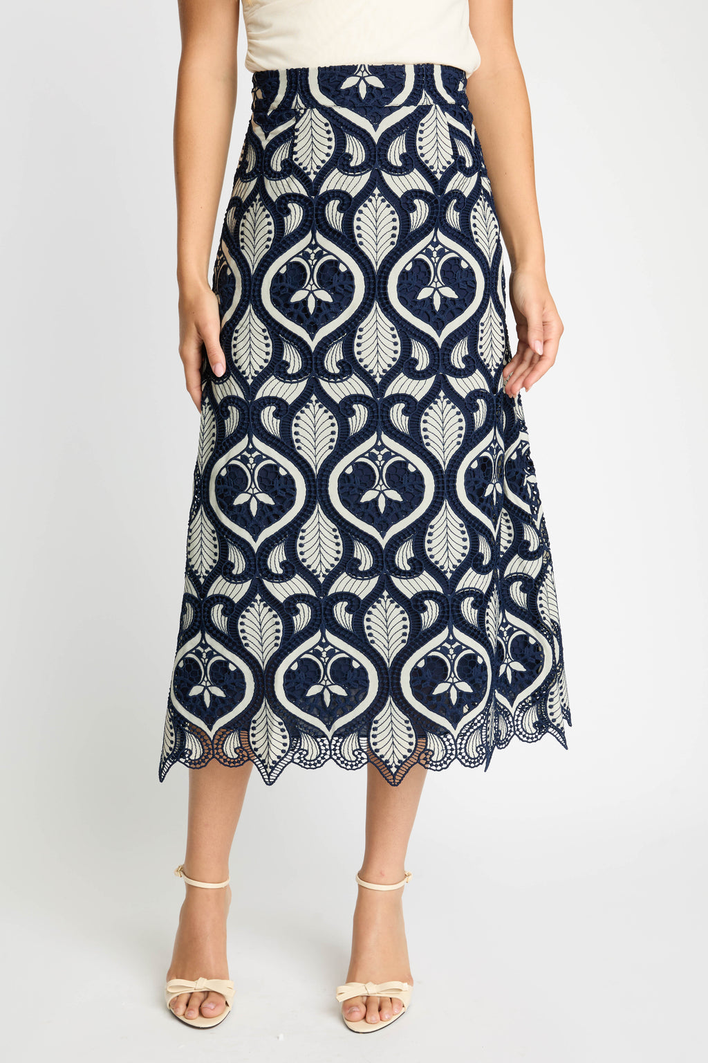 Caballero Laney Skirt in Navy/Cream Lace