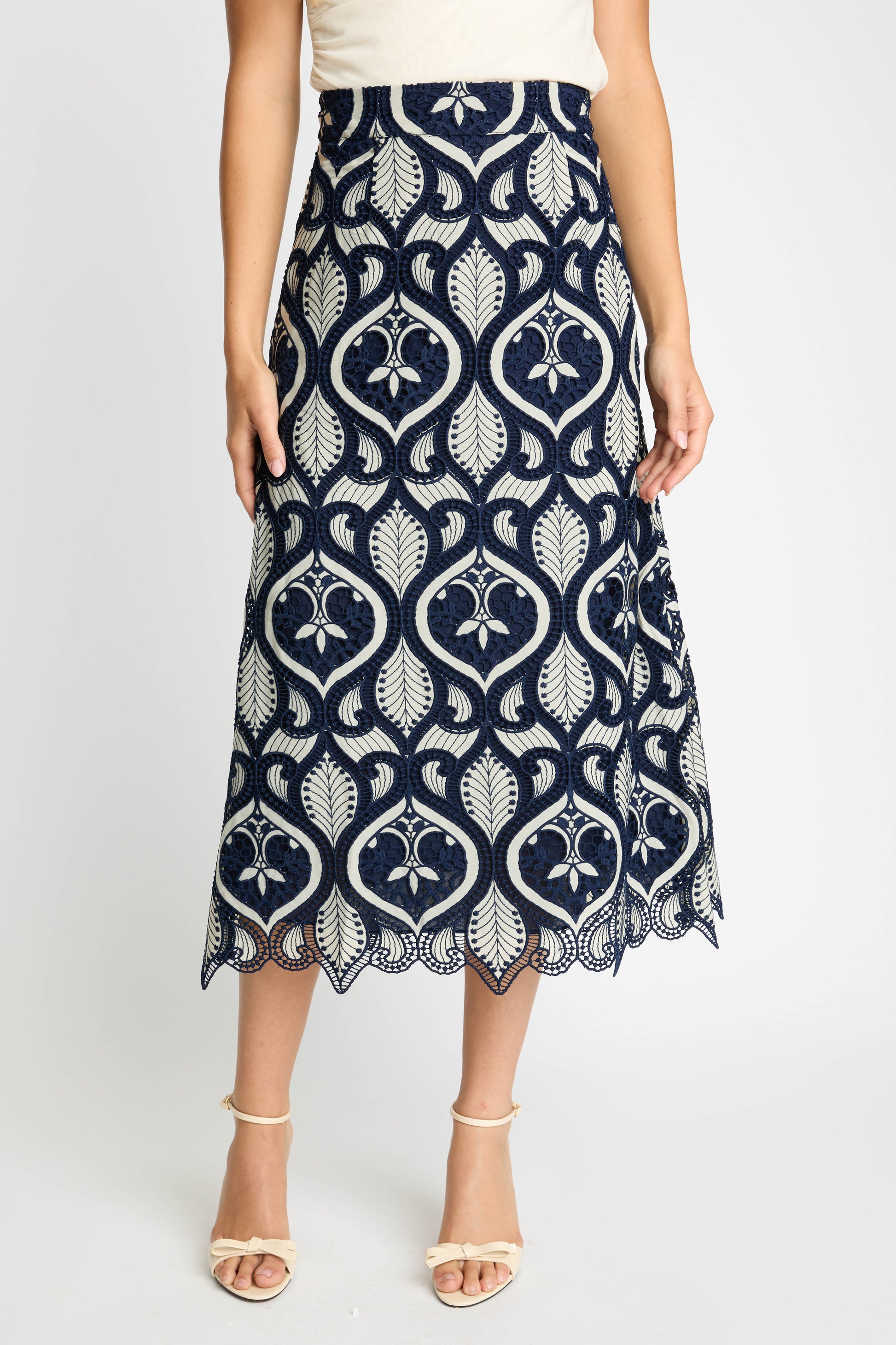 Caballero Laney Skirt in Navy/Cream Lace